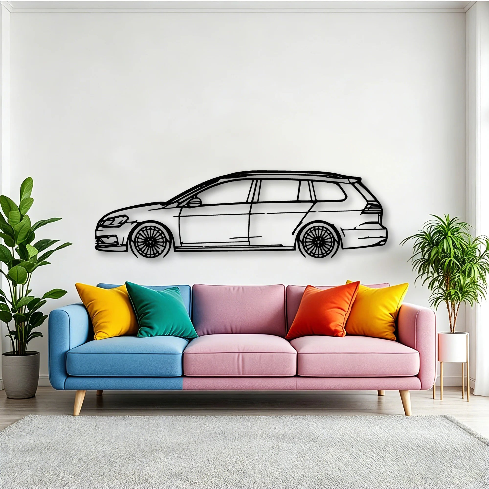 Golf 7 Wagon Classic Silhouette Metal Wall Art - Tinvibe