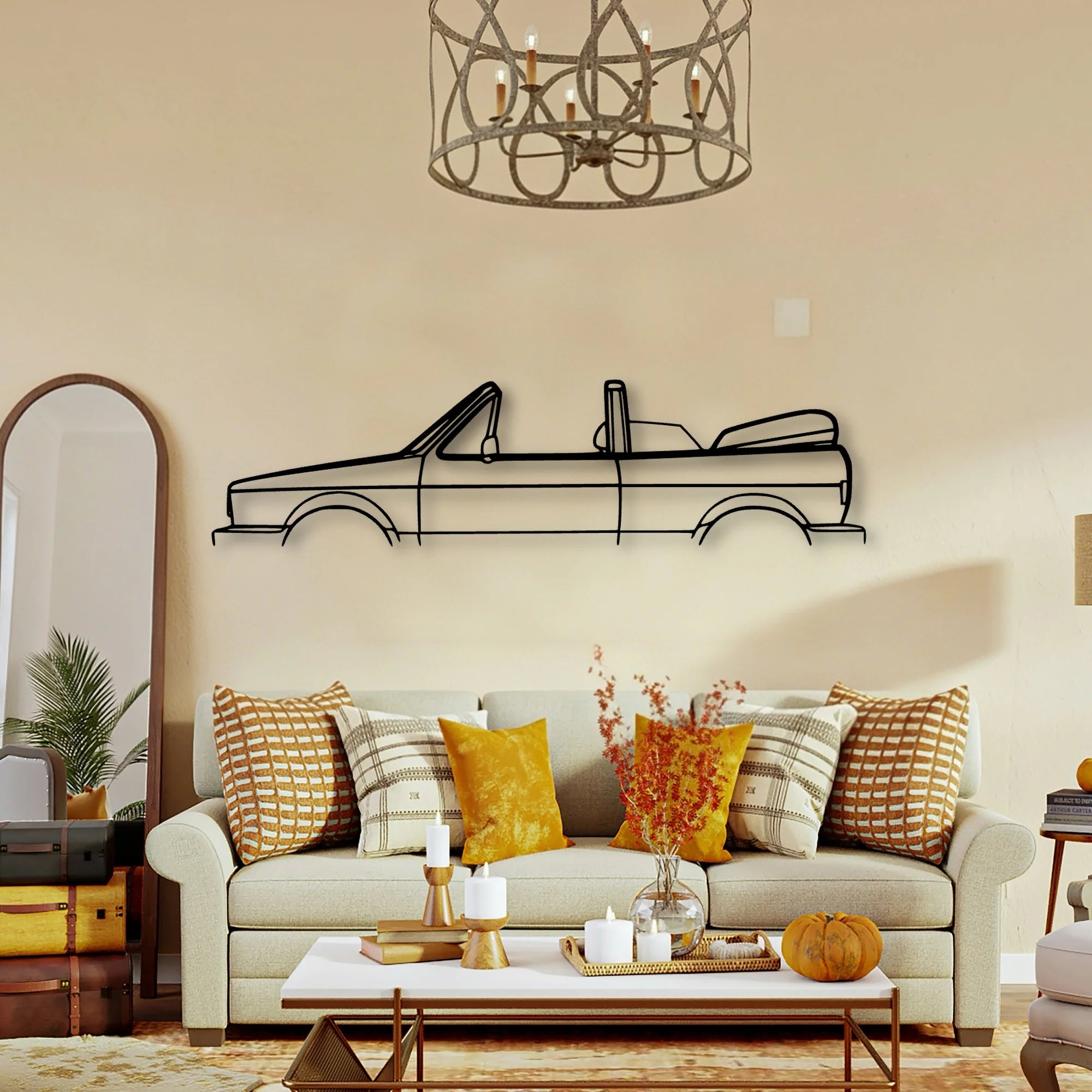 Golf MK1 Convertible 1988 Classic Silhouette Metal Wall Art - Tinvibe