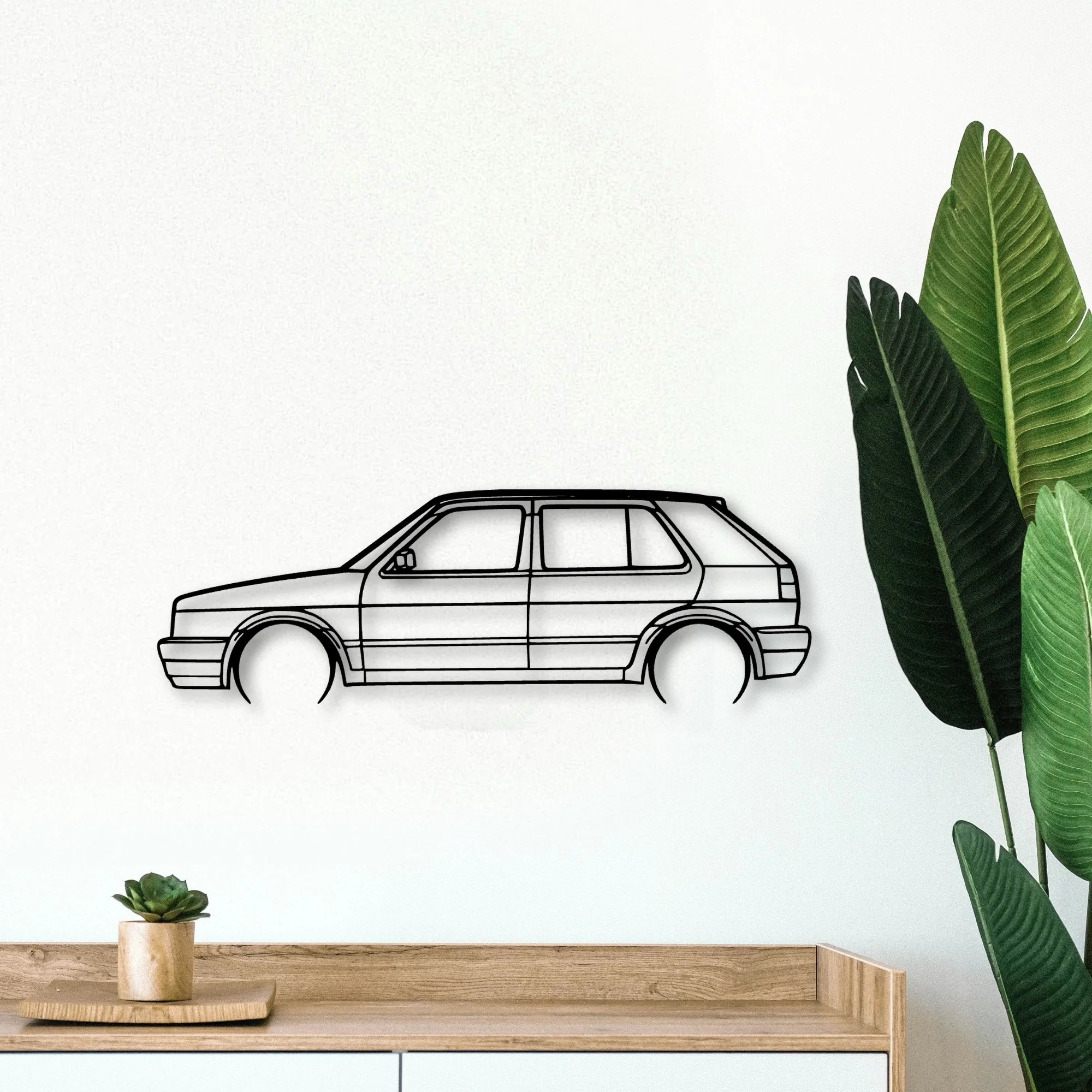 Golf MK2 GTI 1990 Classic Silhouette Metal Wall Art - Tinvibe