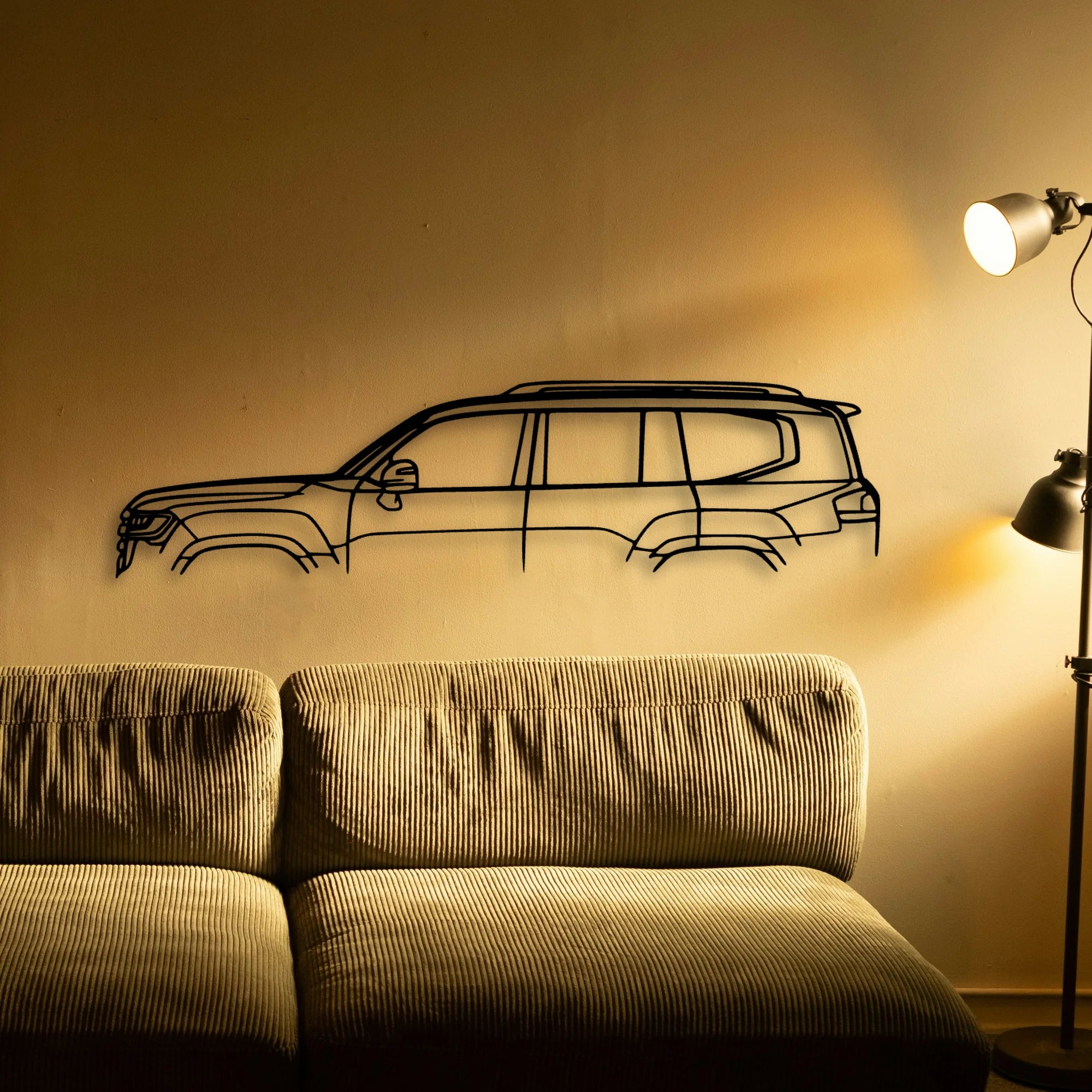 Land Cruiser 300VX 2022 Classic Silhouette Metal Wall Art - Tinvibe