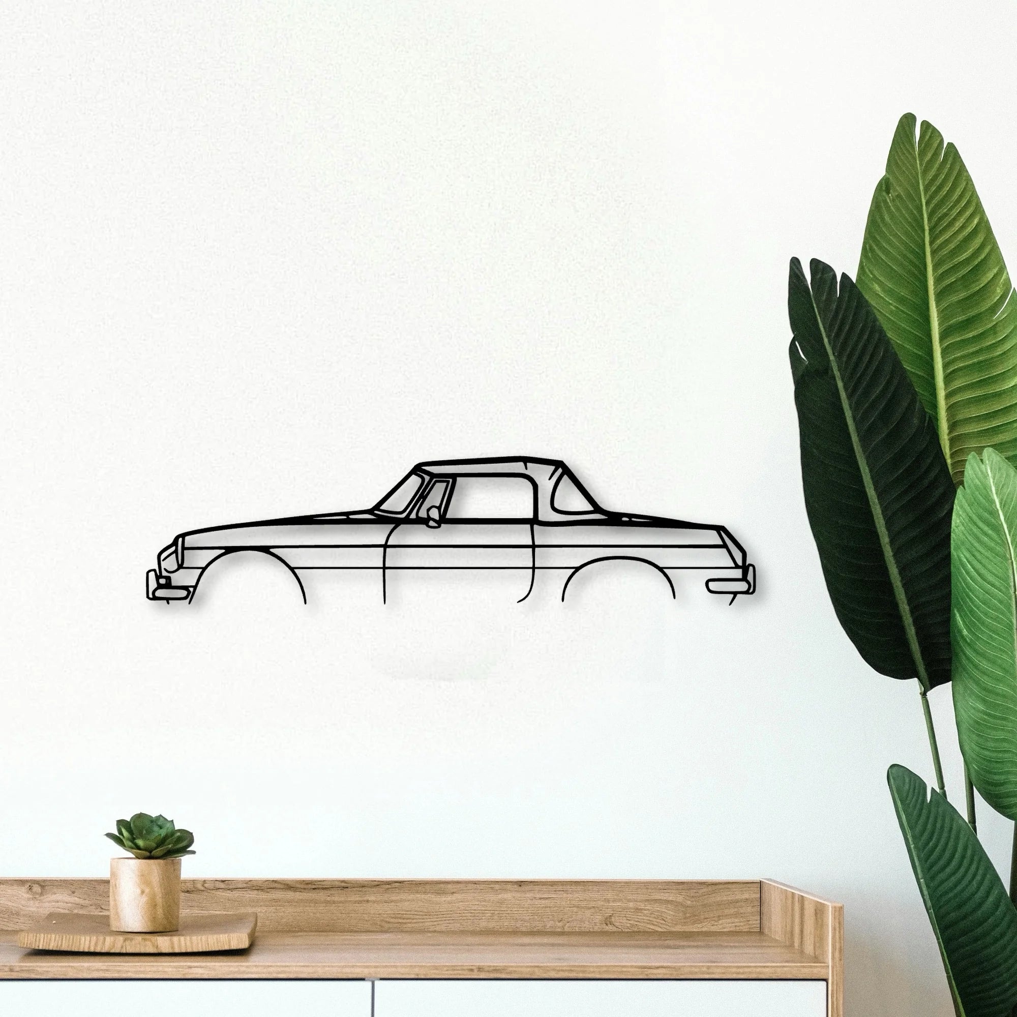 MGB Roadster 1966 Classic Silhouette Metal Wall Art - Tinvibe