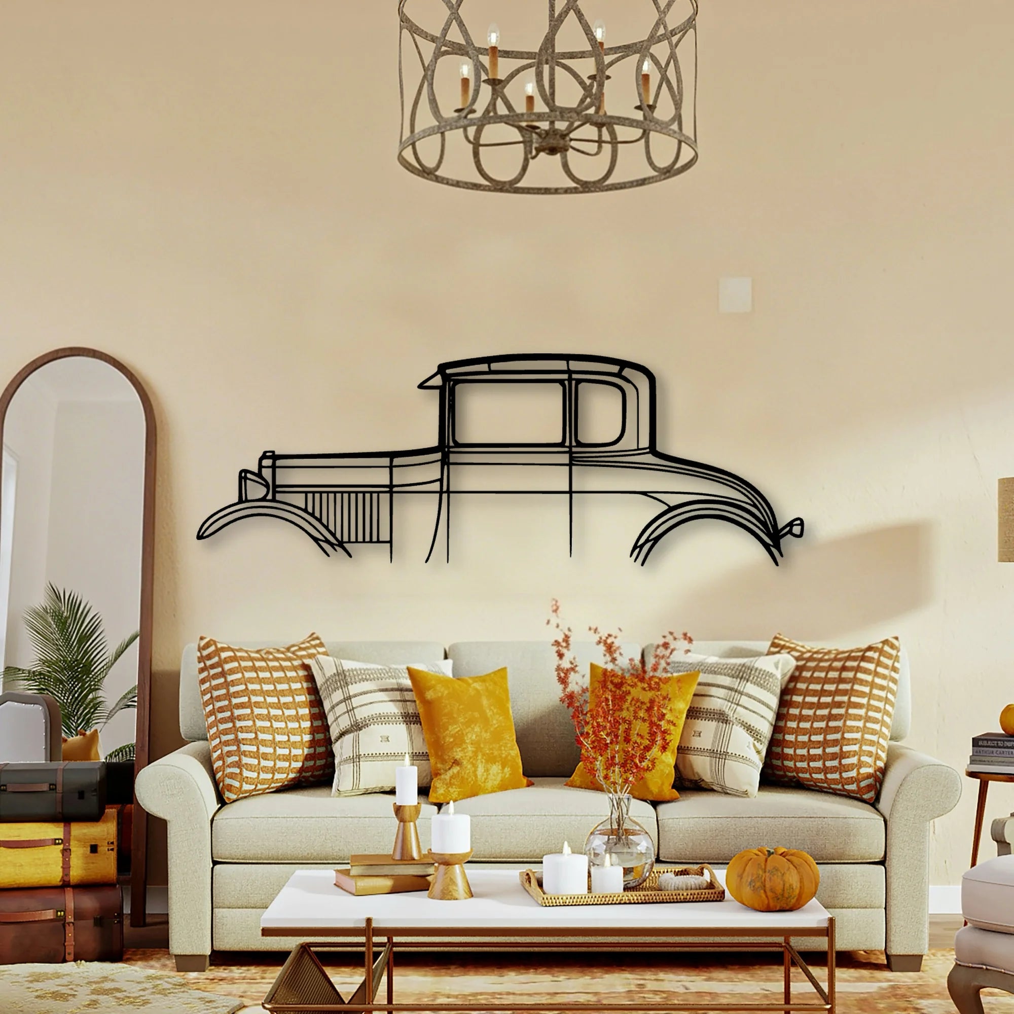 Model A Special Coupe 1928 Classic Silhouette Metal Wall Art - Tinvibe