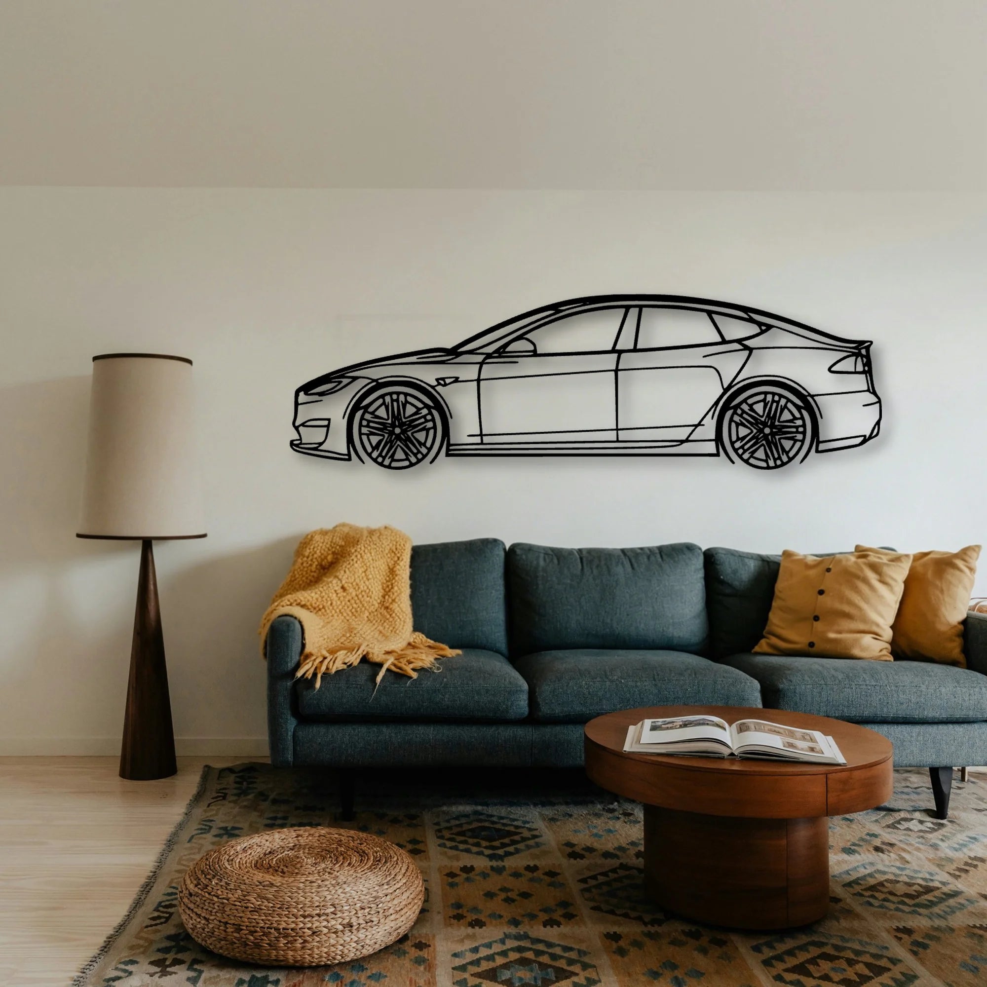 Model S Plaid 2022 Classic Silhouette Metal Wall Art - Tinvibe