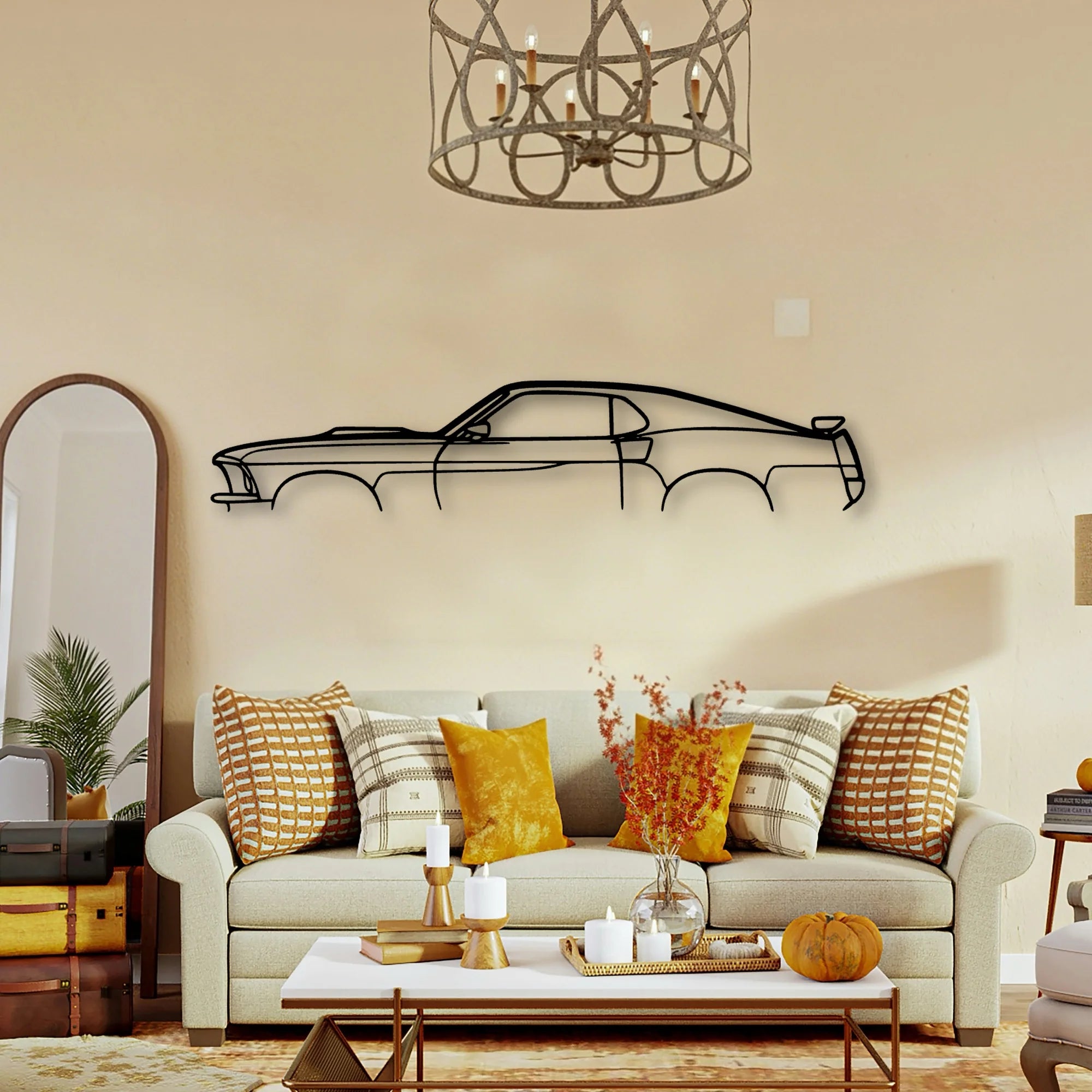Mustang Fastback 1969 Classic Silhouette Metal Wall Art - Tinvibe