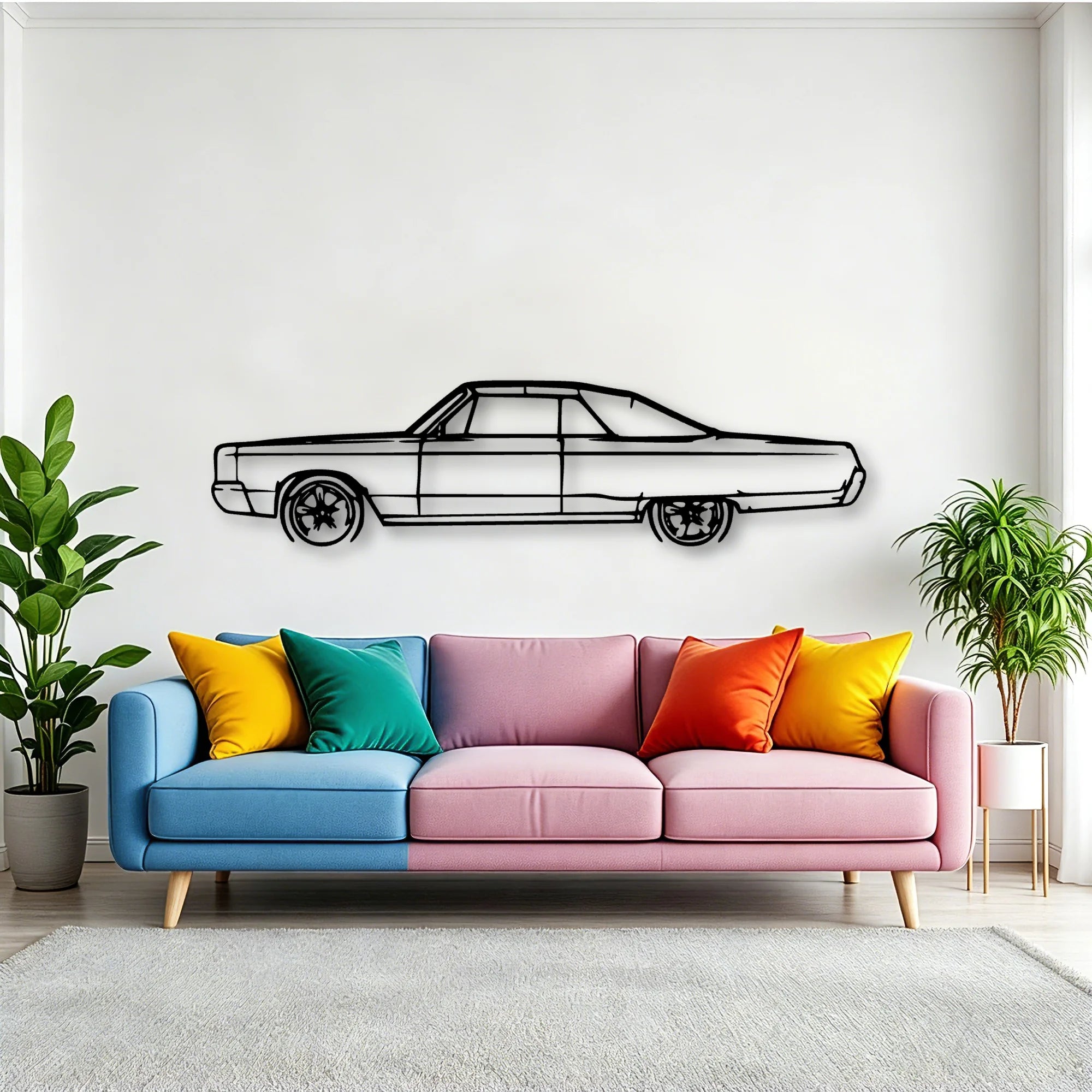 Newport Convertible 1967 Classic Silhouette Metal Wall Art - Tinvibe