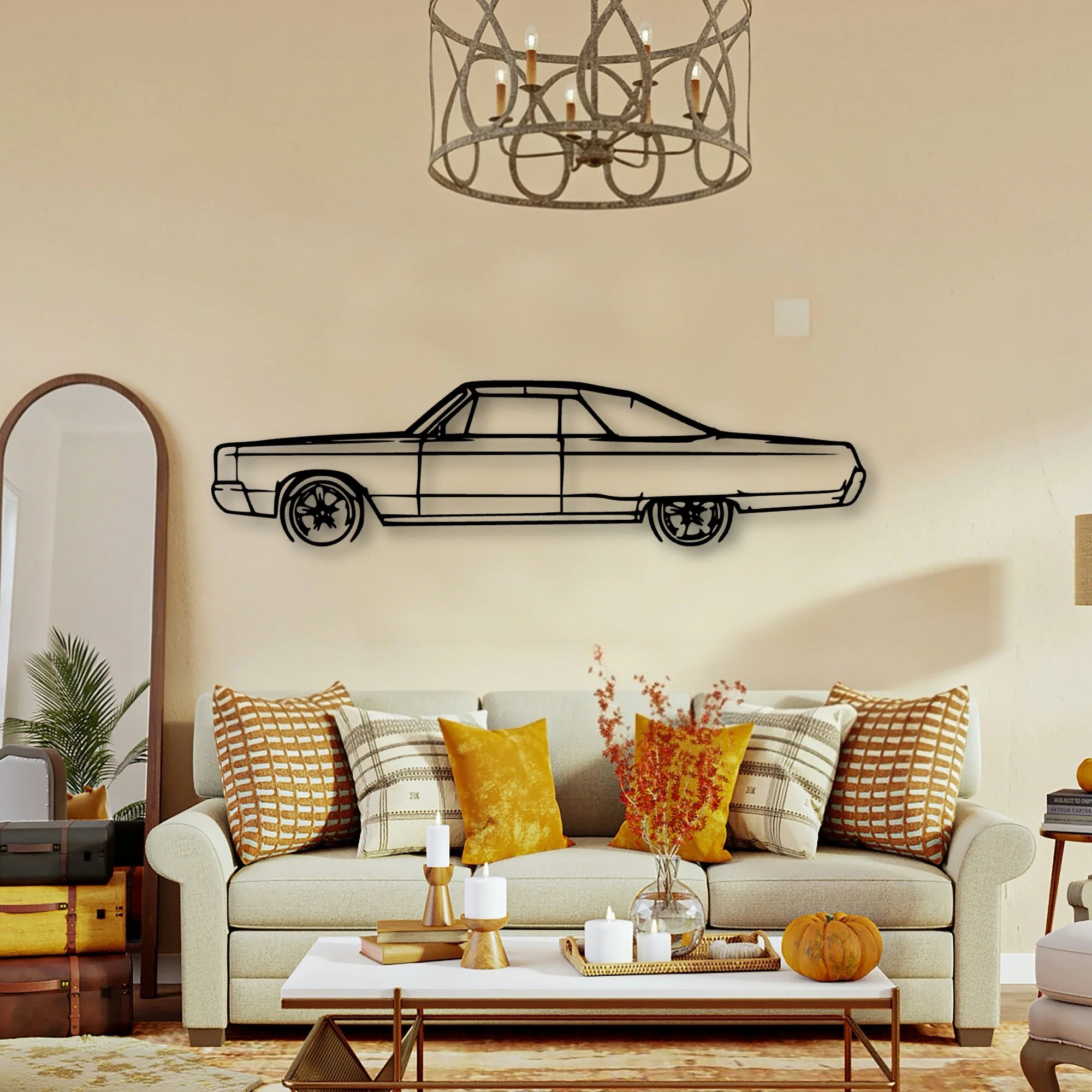 Newport Convertible 1967 Classic Silhouette Metal Wall Art - Tinvibe