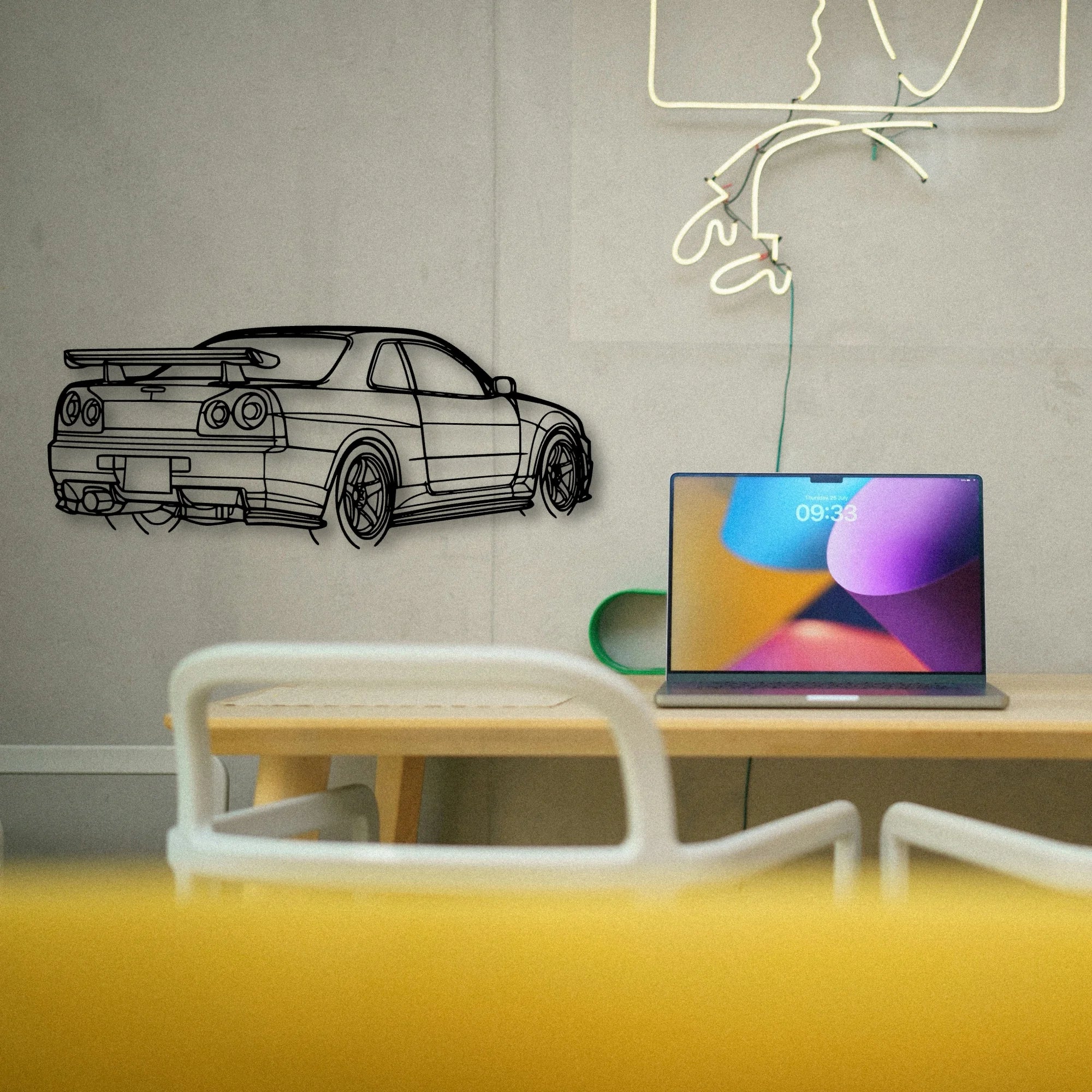 R34 GTR Nismo Angle Classic Silhouette Metal Wall Art - Tinvibe