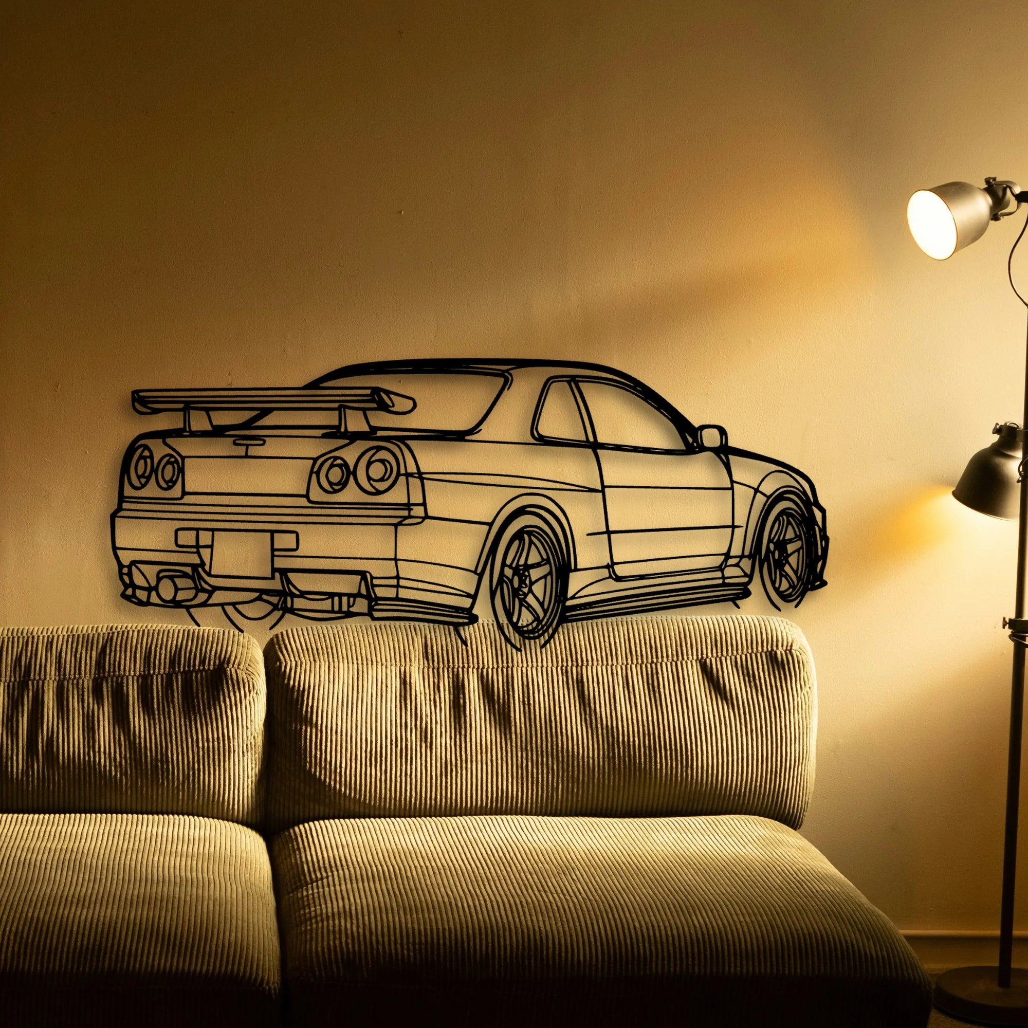 R34 GTR Nismo Angle Classic Silhouette Metal Wall Art - Tinvibe