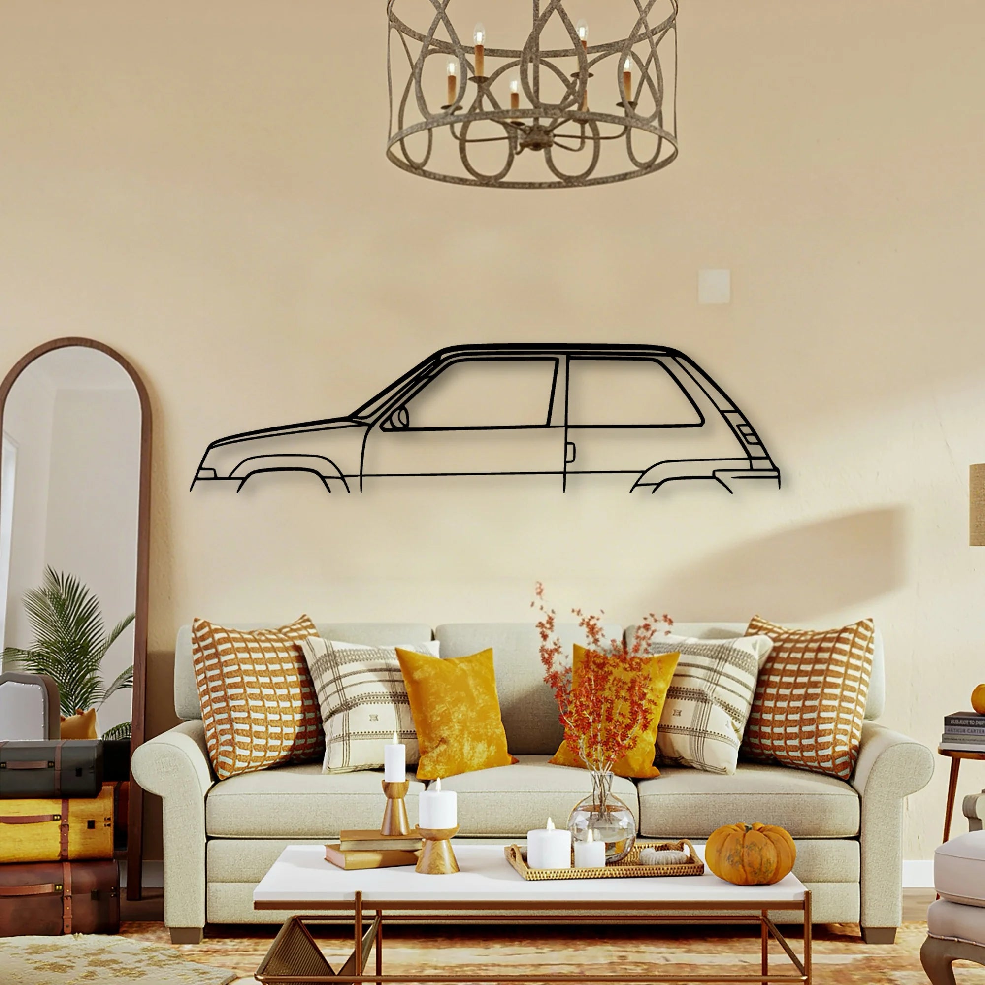 R5 1987 Turbo GT Classic Silhouette Metal Wall Art - Tinvibe