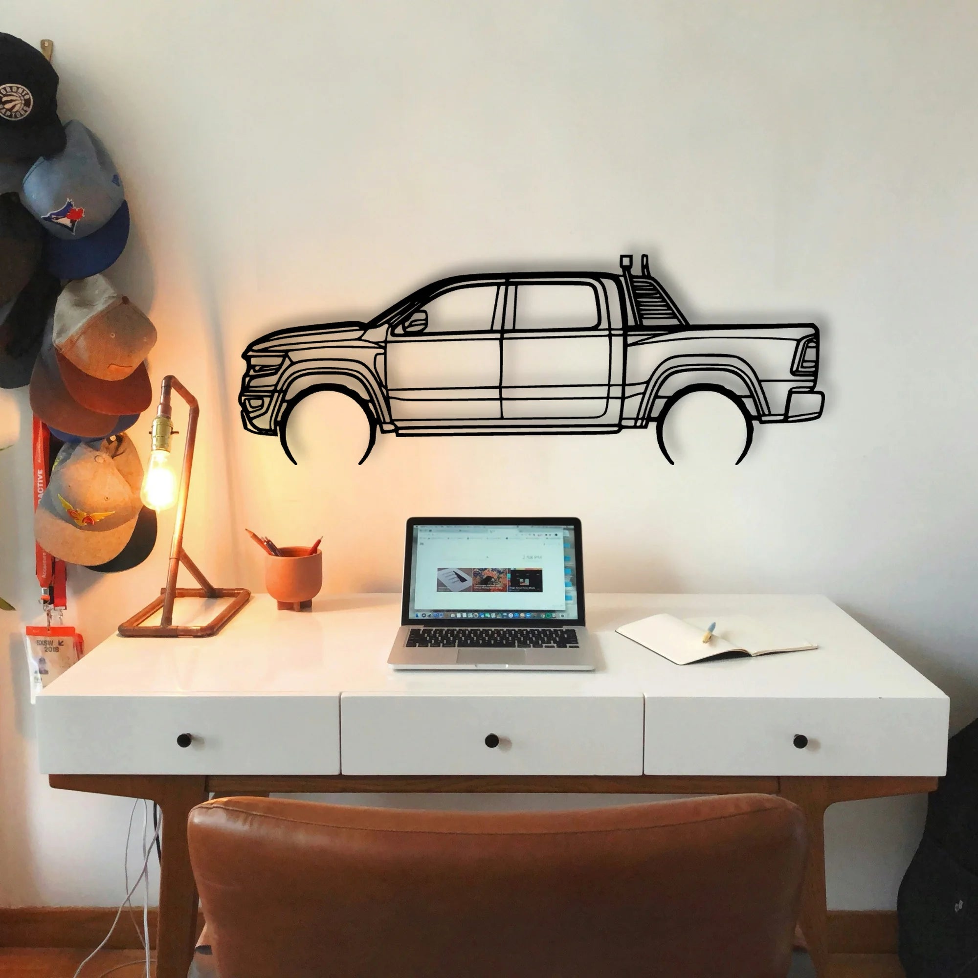 RAM TRX 2022 Classic Silhouette Metal Wall Art - Tinvibe