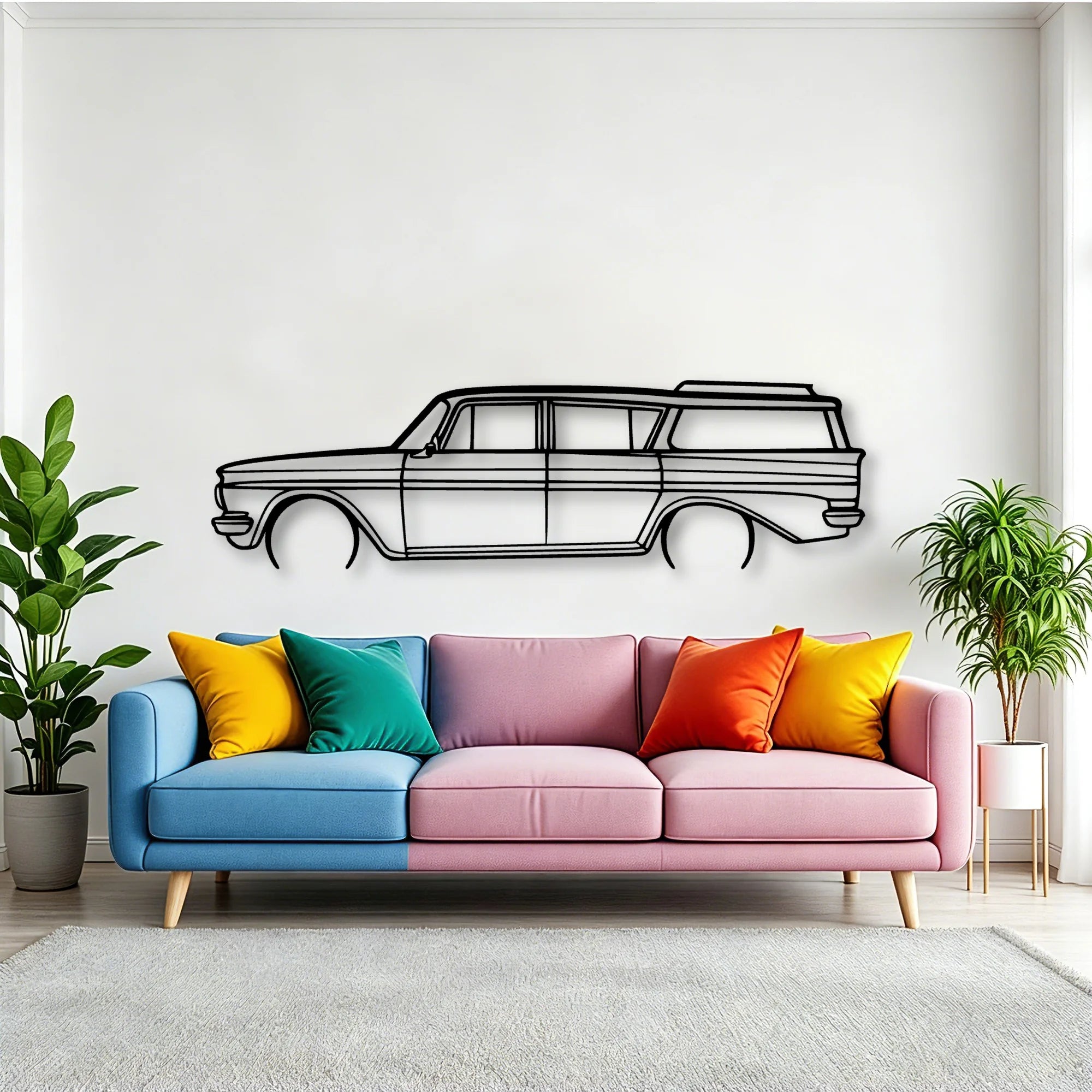 Rambler Wagon 1961 Classic Silhouette Metal Wall Art - Tinvibe