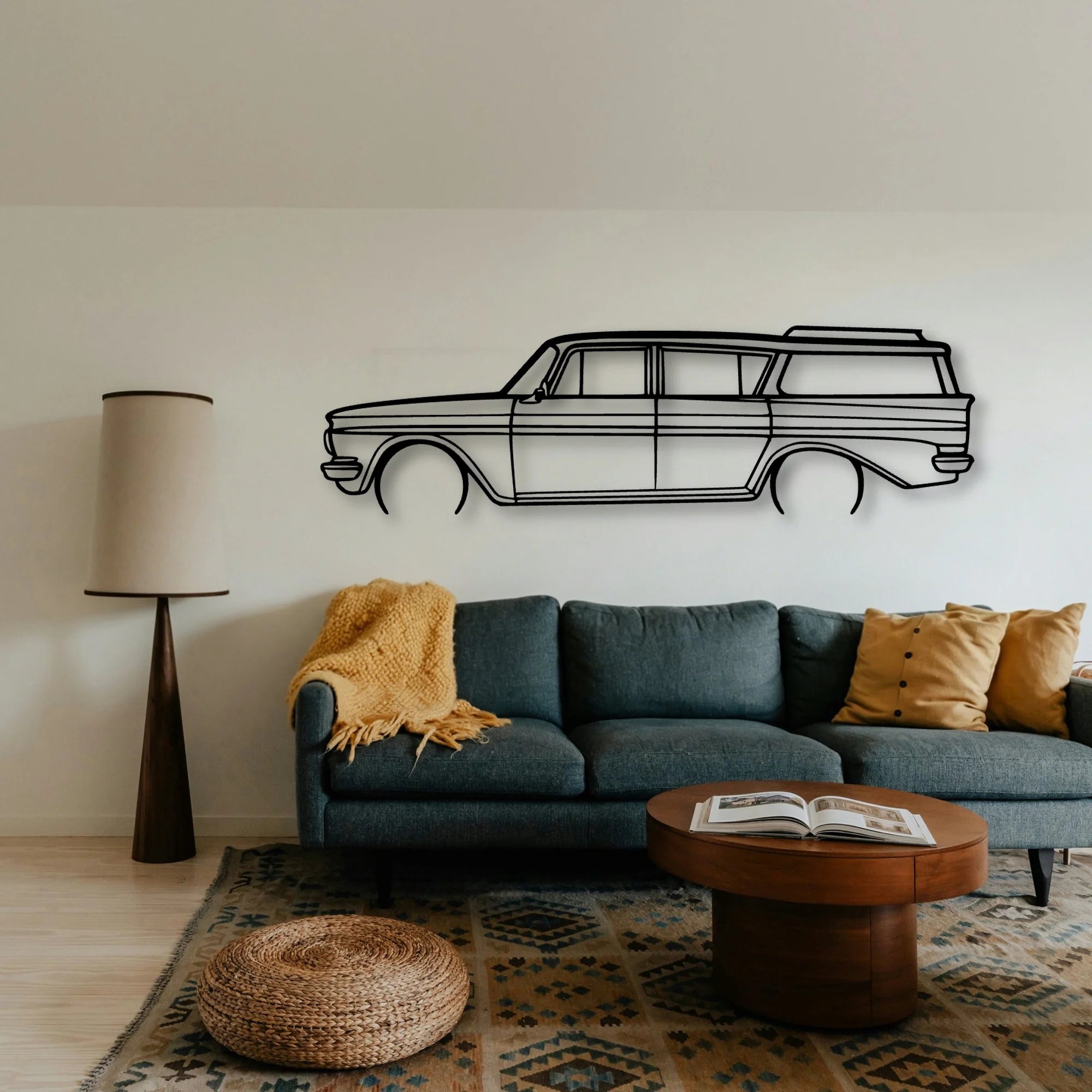 Rambler Wagon 1961 Classic Silhouette Metal Wall Art - Tinvibe