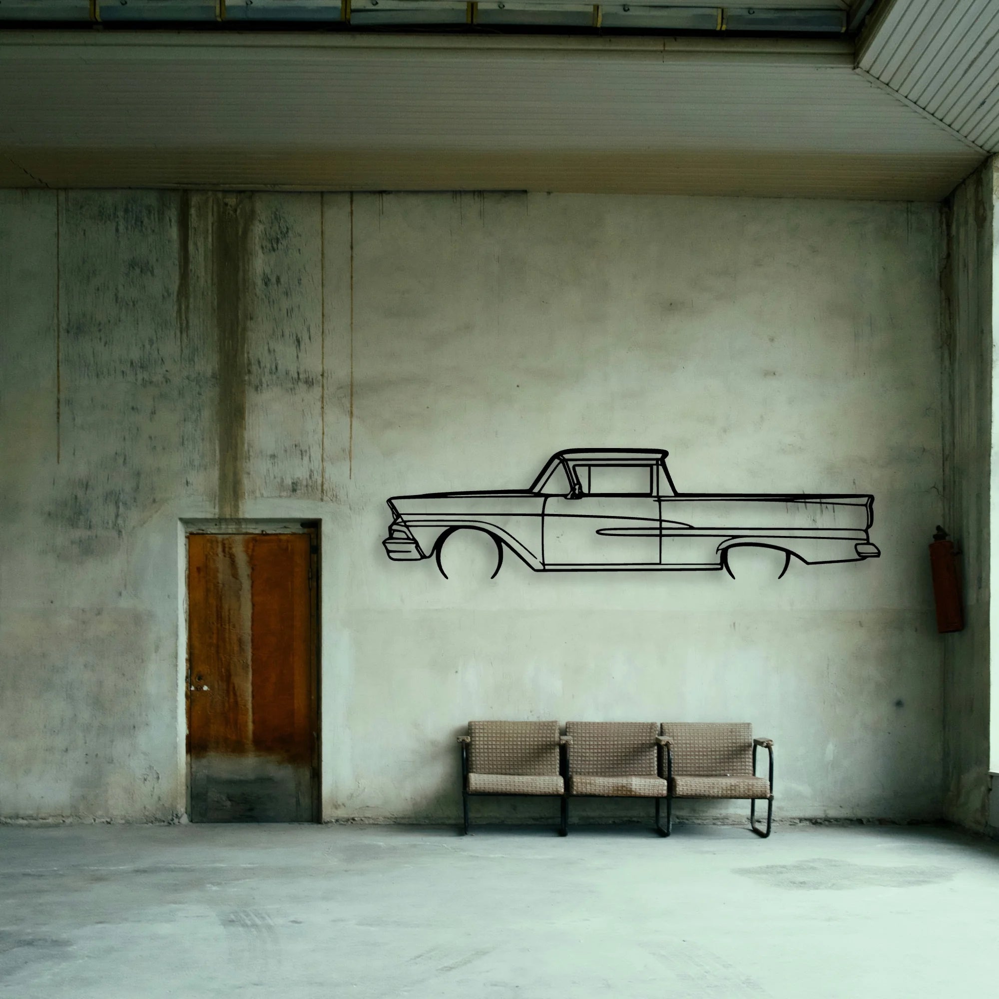 Ranchero 1958 Classic Silhouette Metal Wall Art - Tinvibe