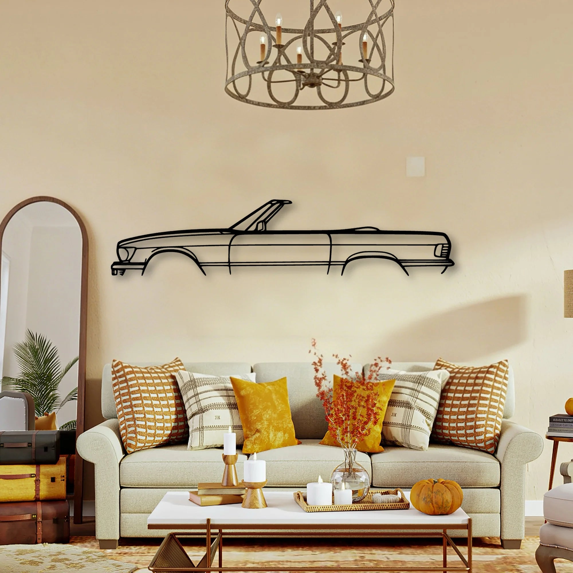 SL450 Convertible 1973 Classic Silhouette Metal Wall Art - Tinvibe
