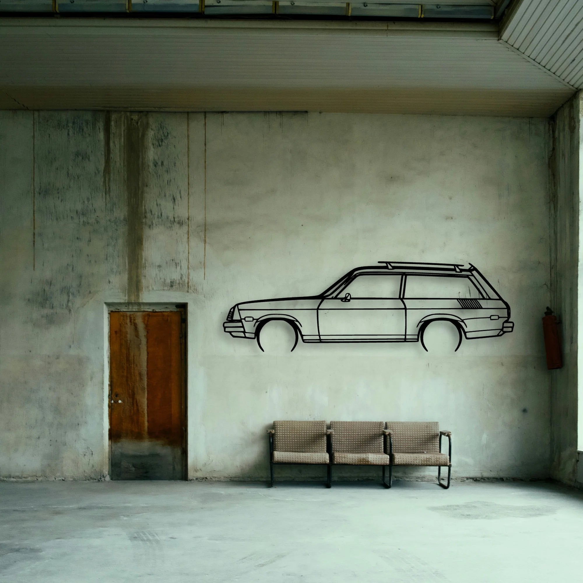 Vega Estate Wagon 1976 Classic Silhouette Metal Wall Art - Tinvibe