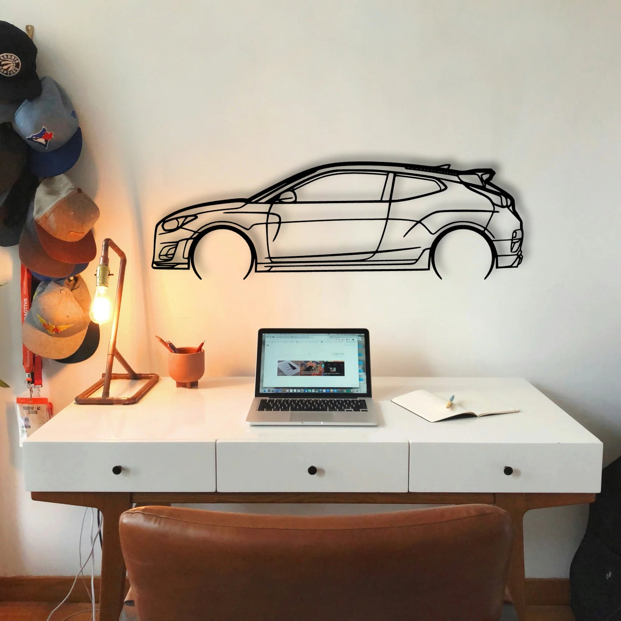 Veloster N 2 Classic Silhouette Metal Wall Art - Tinvibe