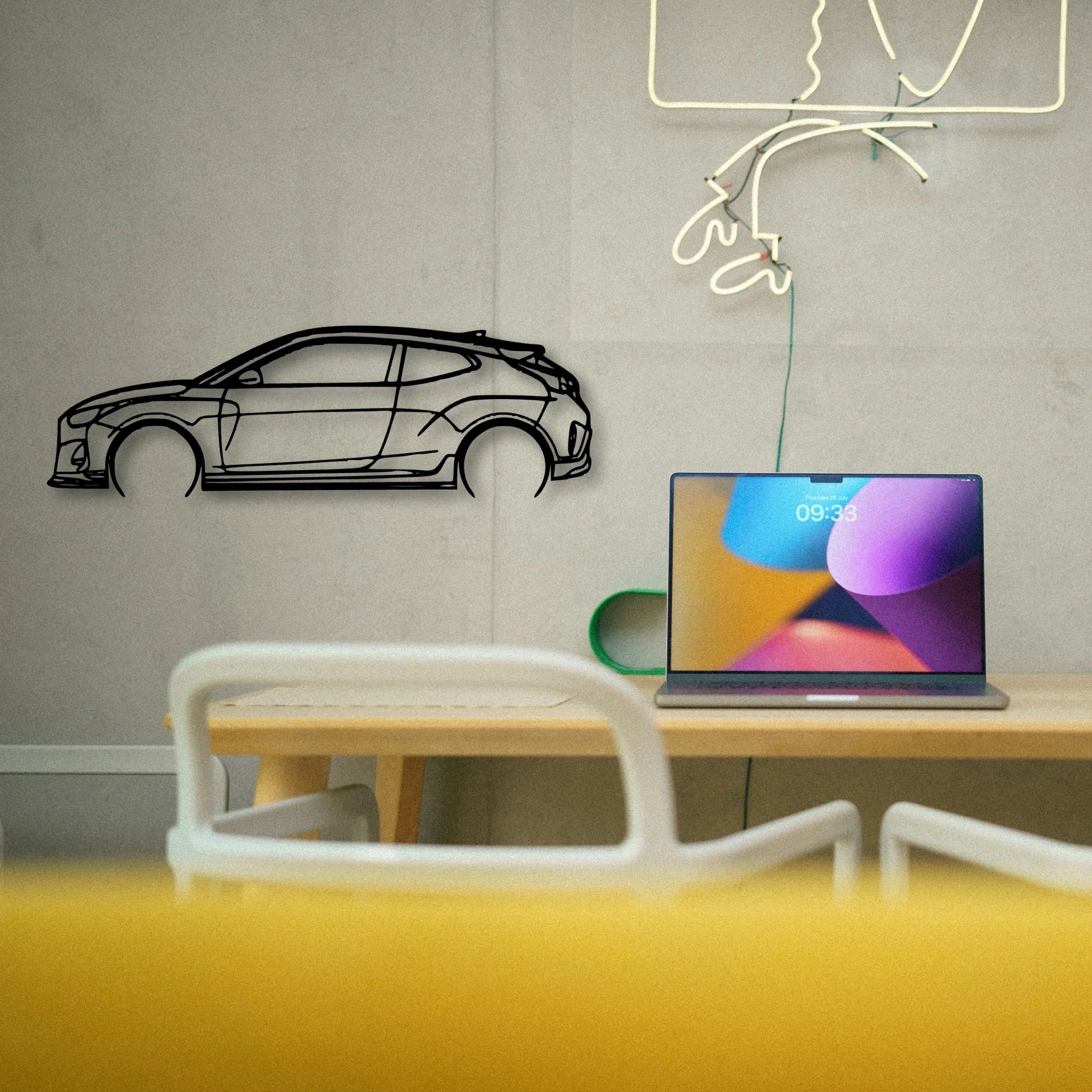 Veloster R 2020 Classic Silhouette Metal Wall Art - Tinvibe