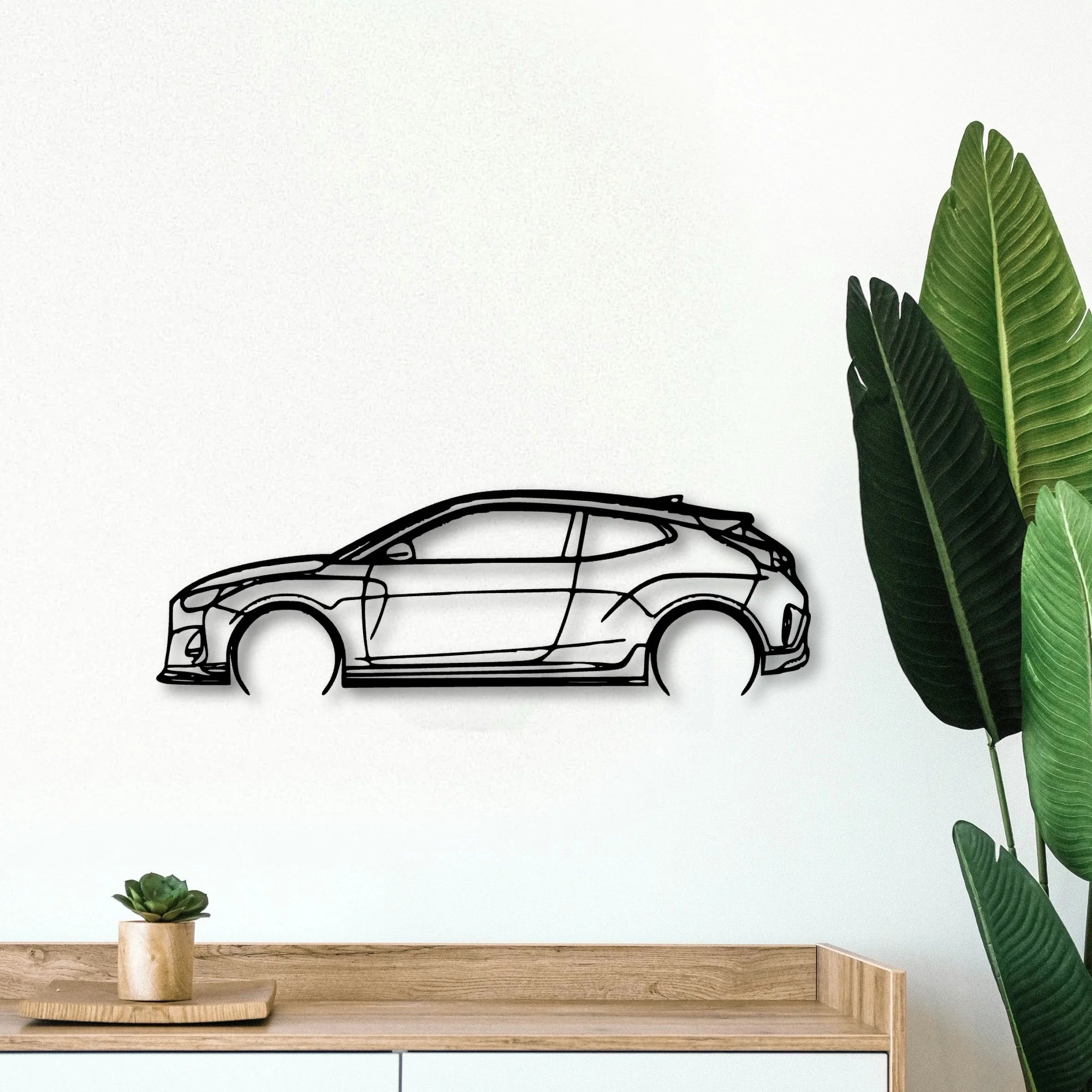 Veloster R 2020 Classic Silhouette Metal Wall Art - Tinvibe