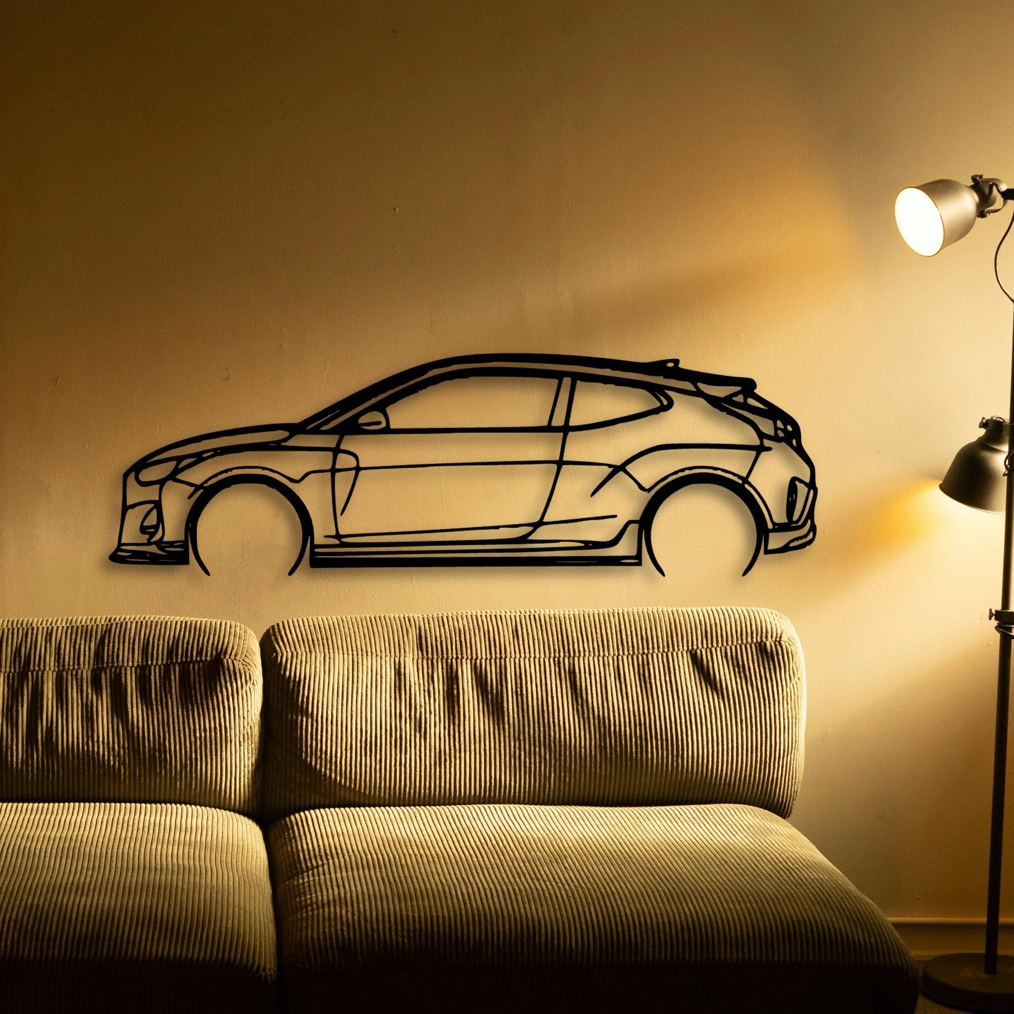 Veloster R 2020 Classic Silhouette Metal Wall Art - Tinvibe