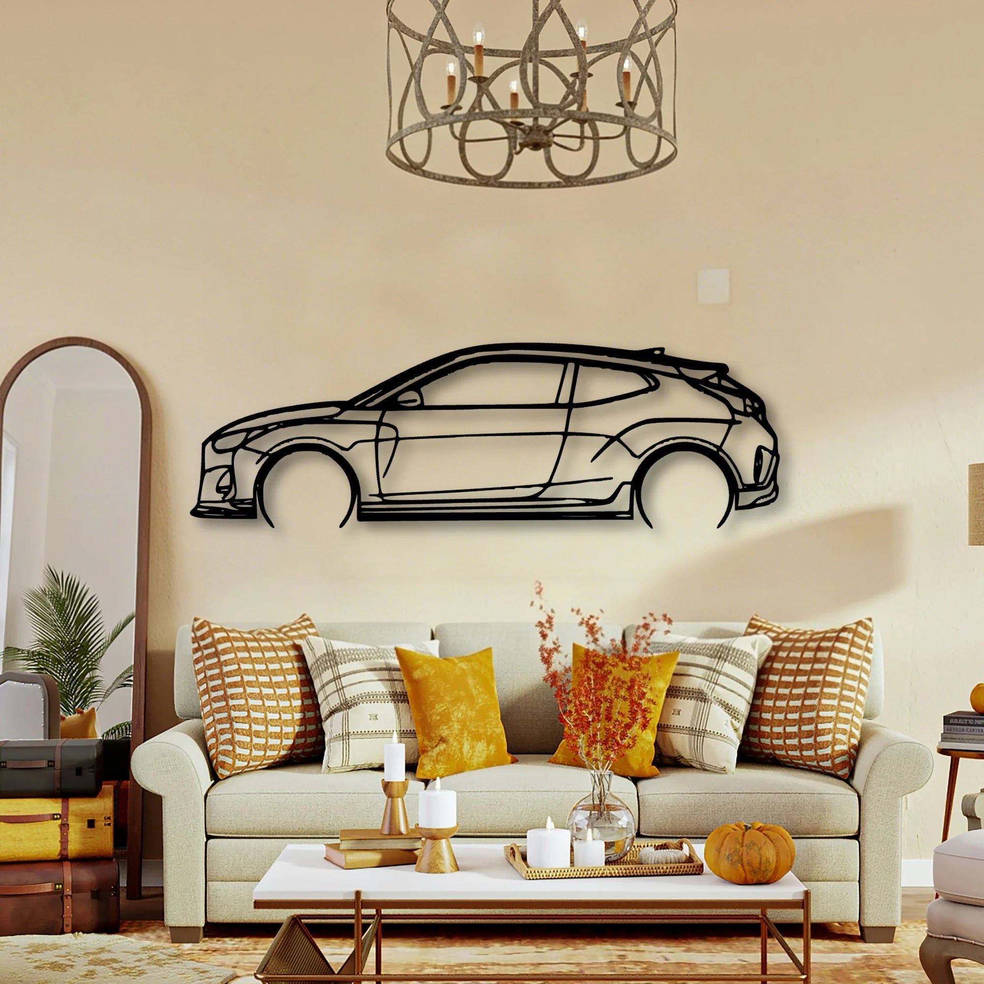 Veloster R 2020 Classic Silhouette Metal Wall Art - Tinvibe