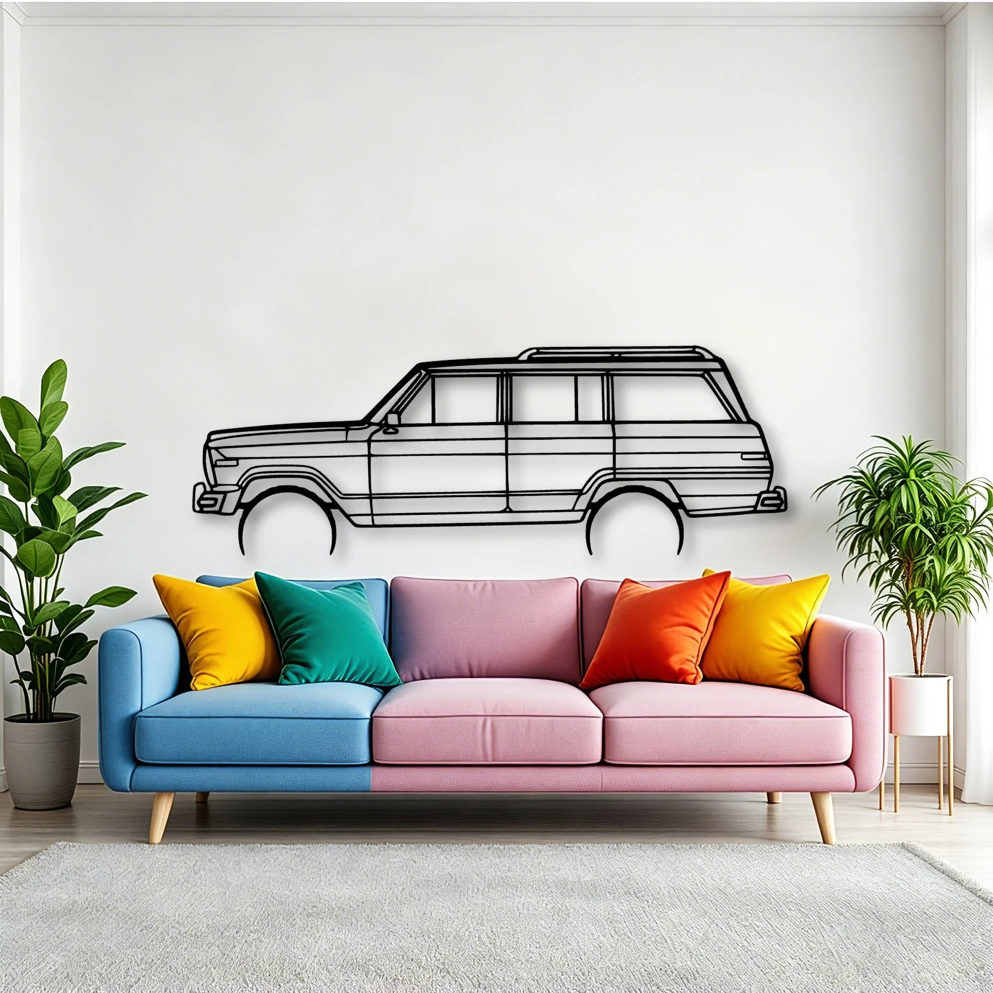 Wagoneer 1986 Classic Silhouette Metal Wall Art - Tinvibe