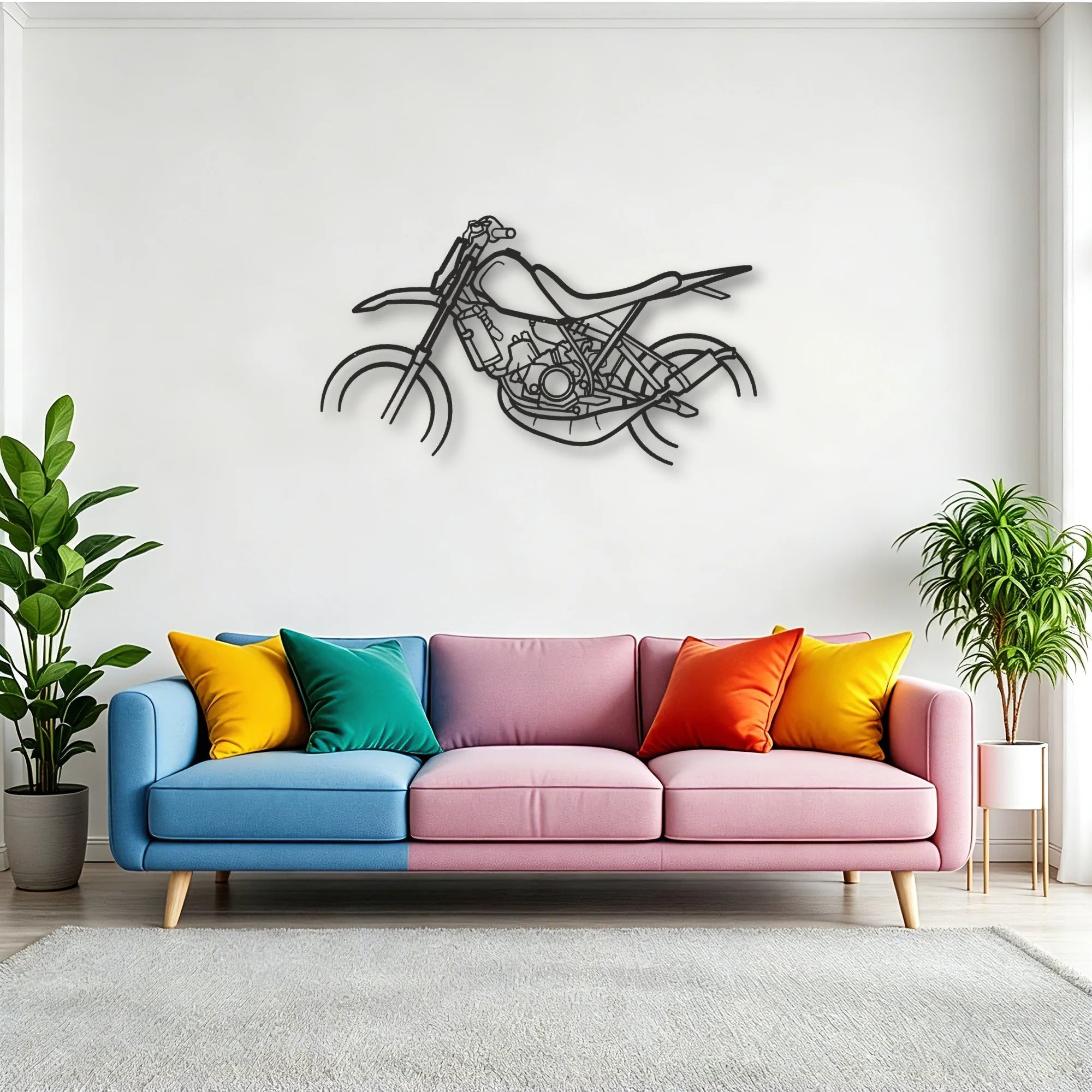 Yamaha DT50 Classic Motorcycle Silhouette Metal Wall Art - Tinvibe