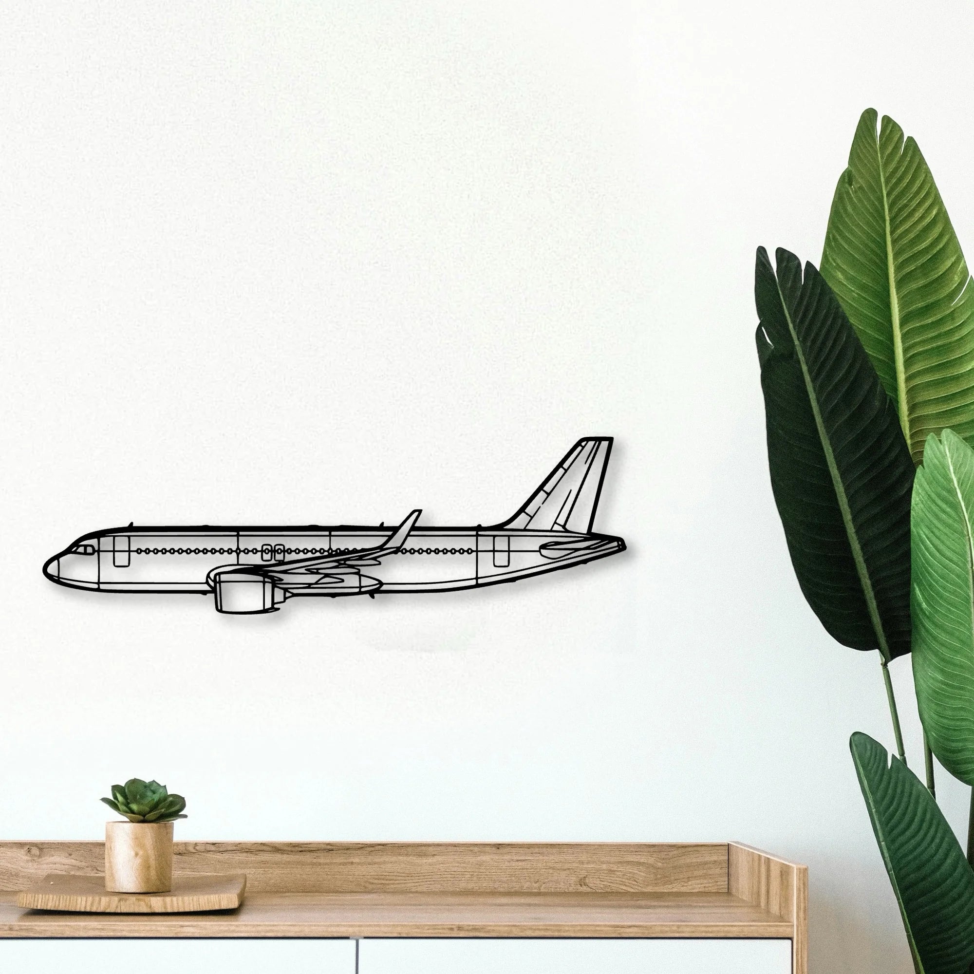 A320NEO 2 Classic Aircraft Silhouette Metal Wall Art - Tinvibe