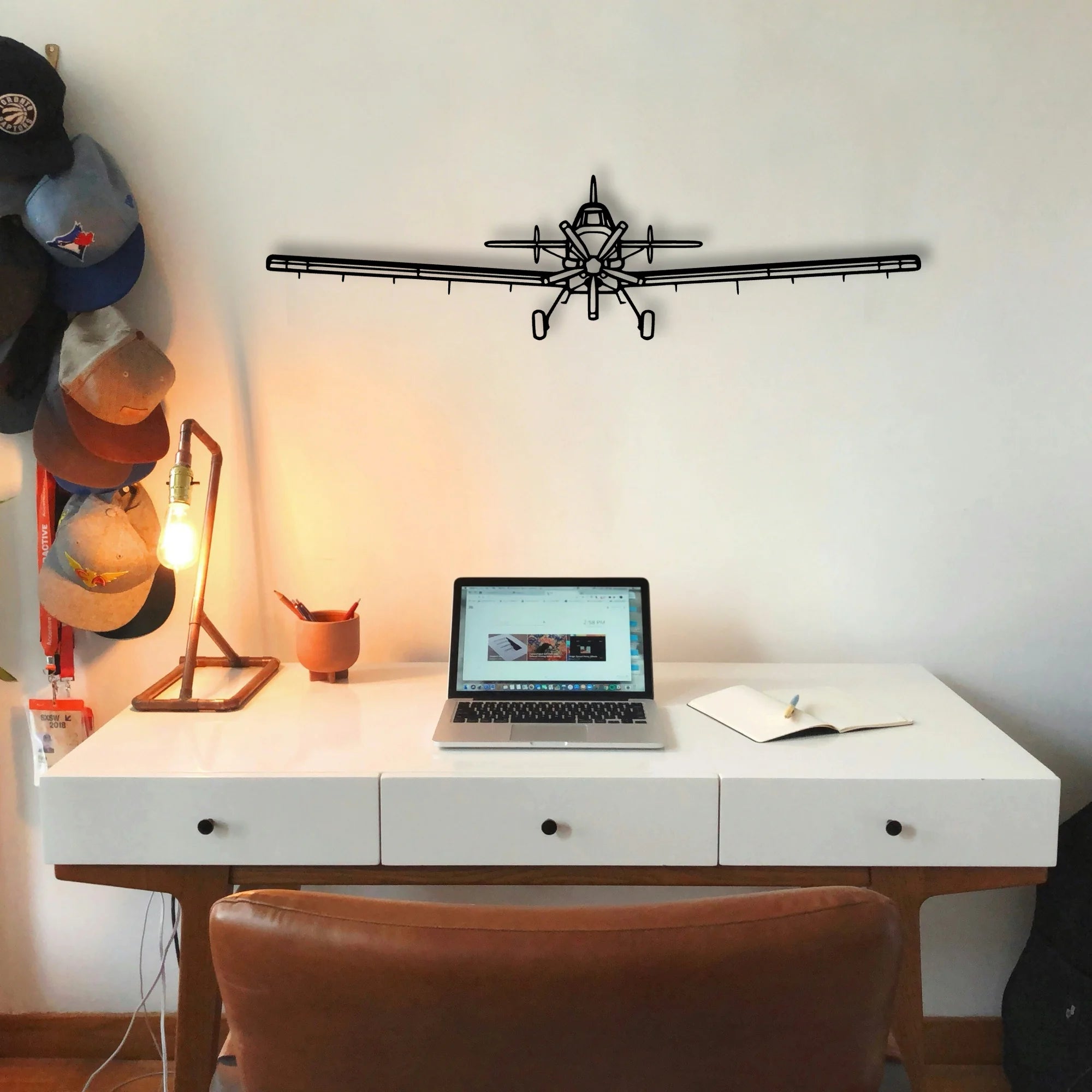 At 802 Classic Aircraft Silhouette Metal Wall Art - Tinvibe