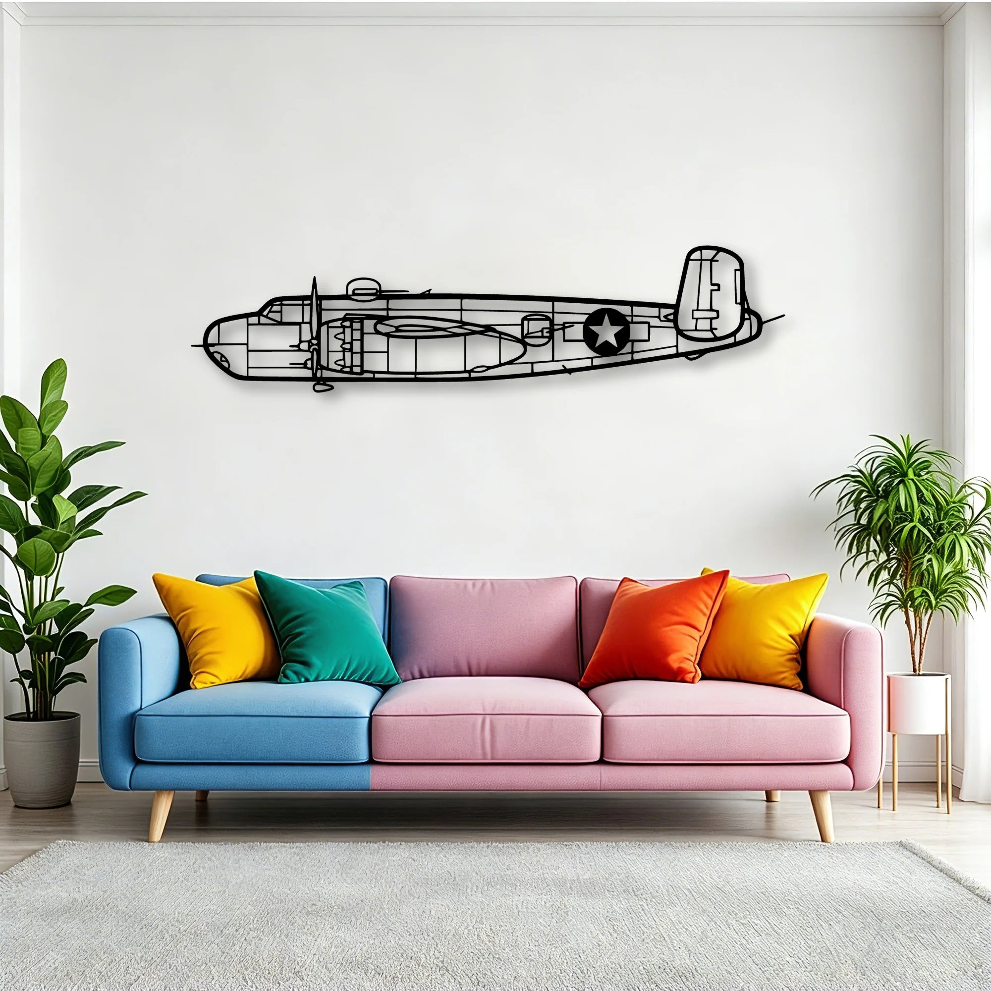 B 25H 2 Classic Aircraft Silhouette Metal Wall Art - Tinvibe
