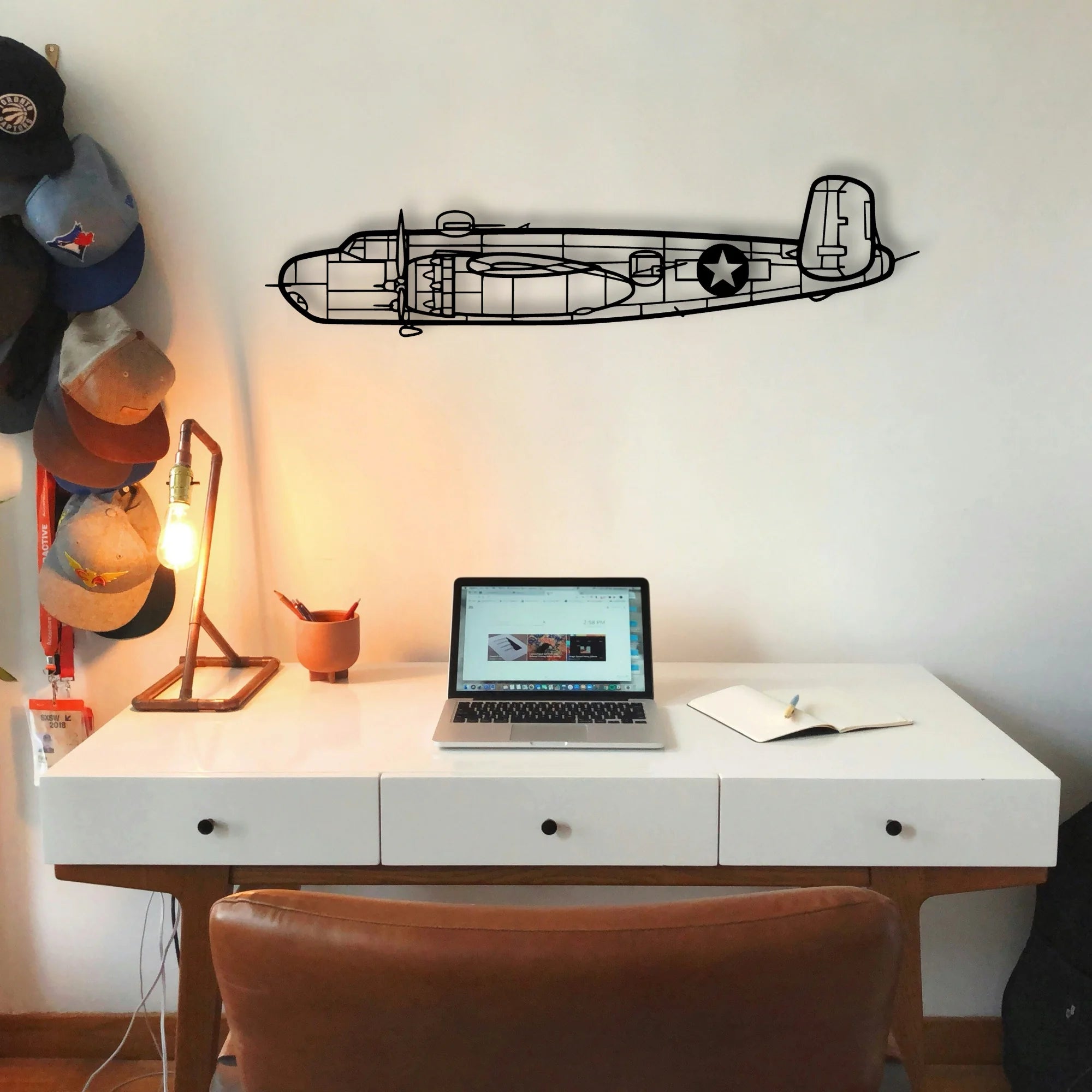 B 25H 2 Classic Aircraft Silhouette Metal Wall Art - Tinvibe