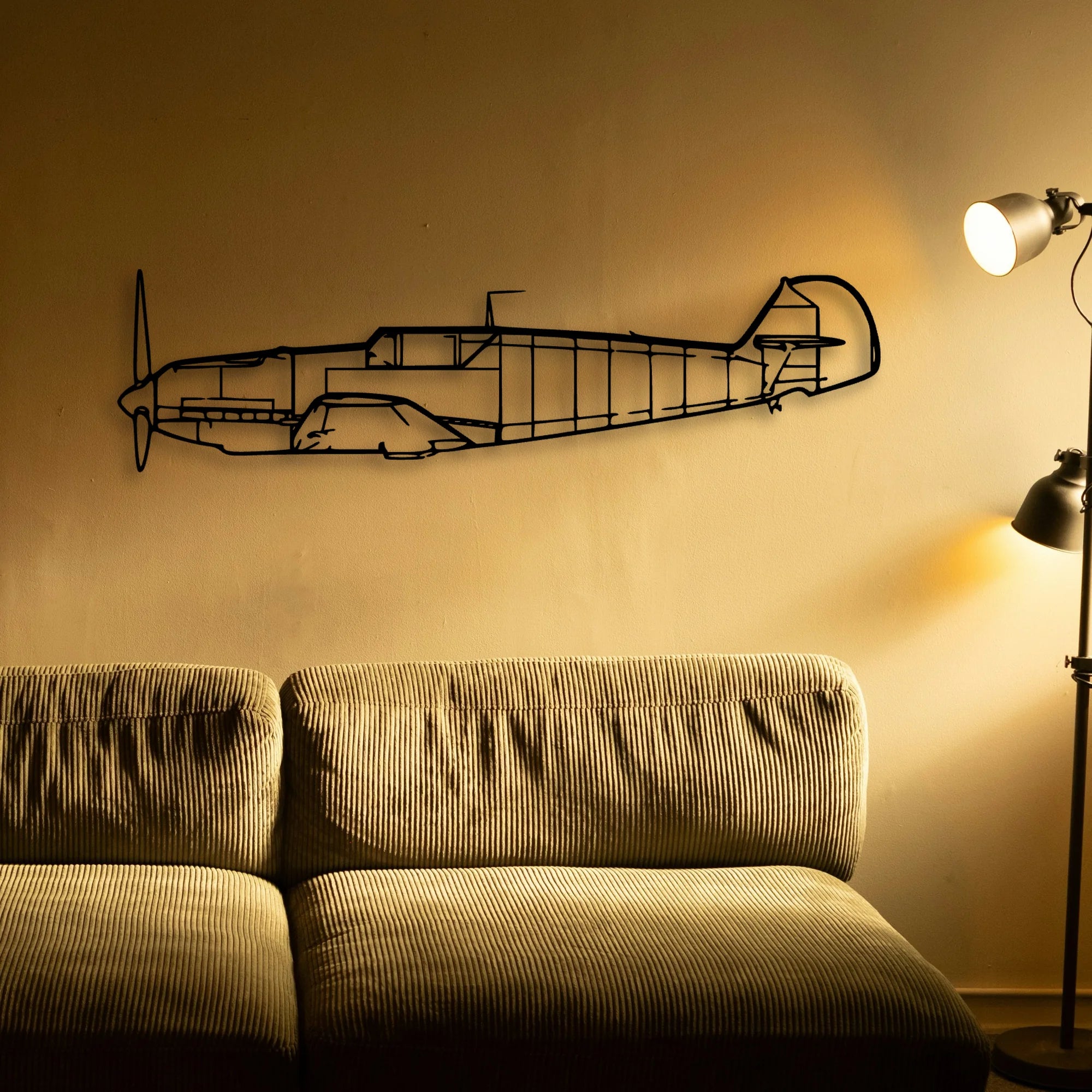 BF109 2 Classic Aircraft Silhouette Metal Wall Art - Tinvibe