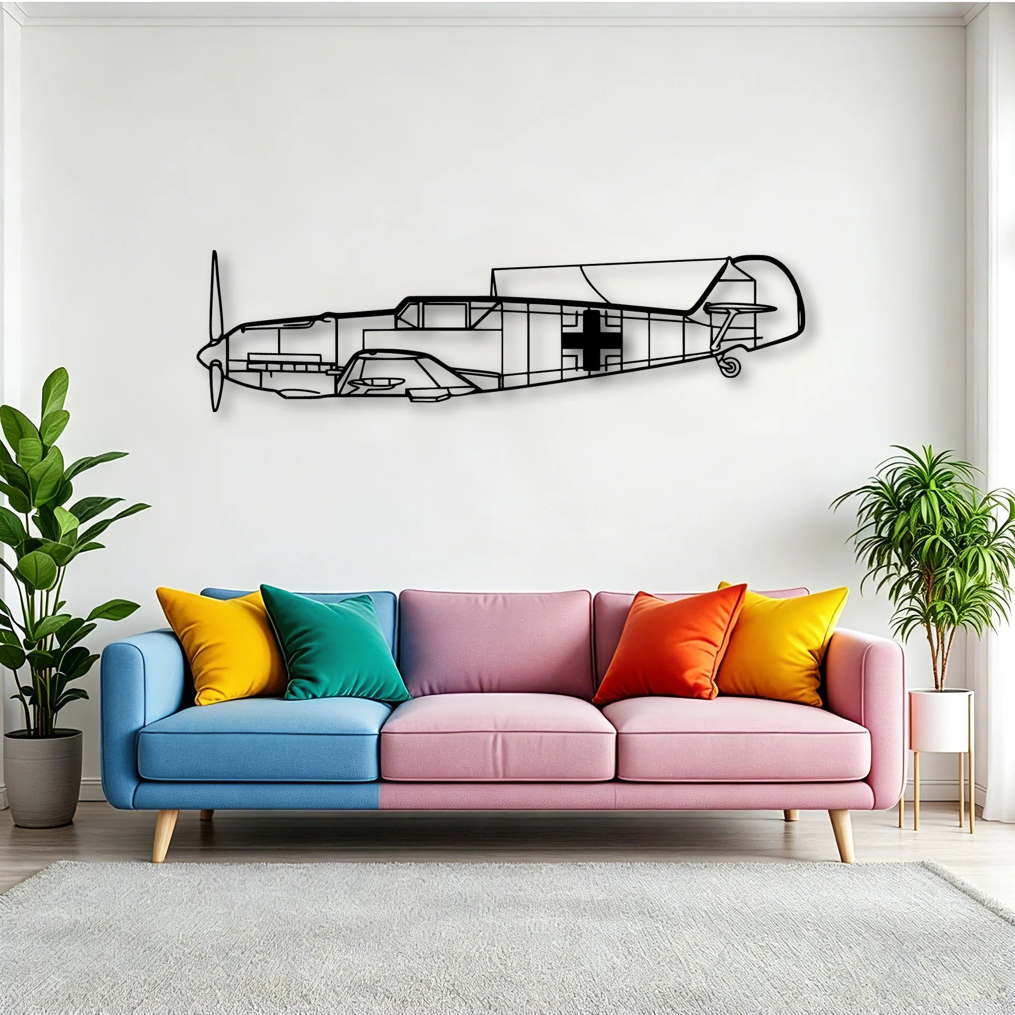 BF109 3 Classic Aircraft Silhouette Metal Wall Art - Tinvibe