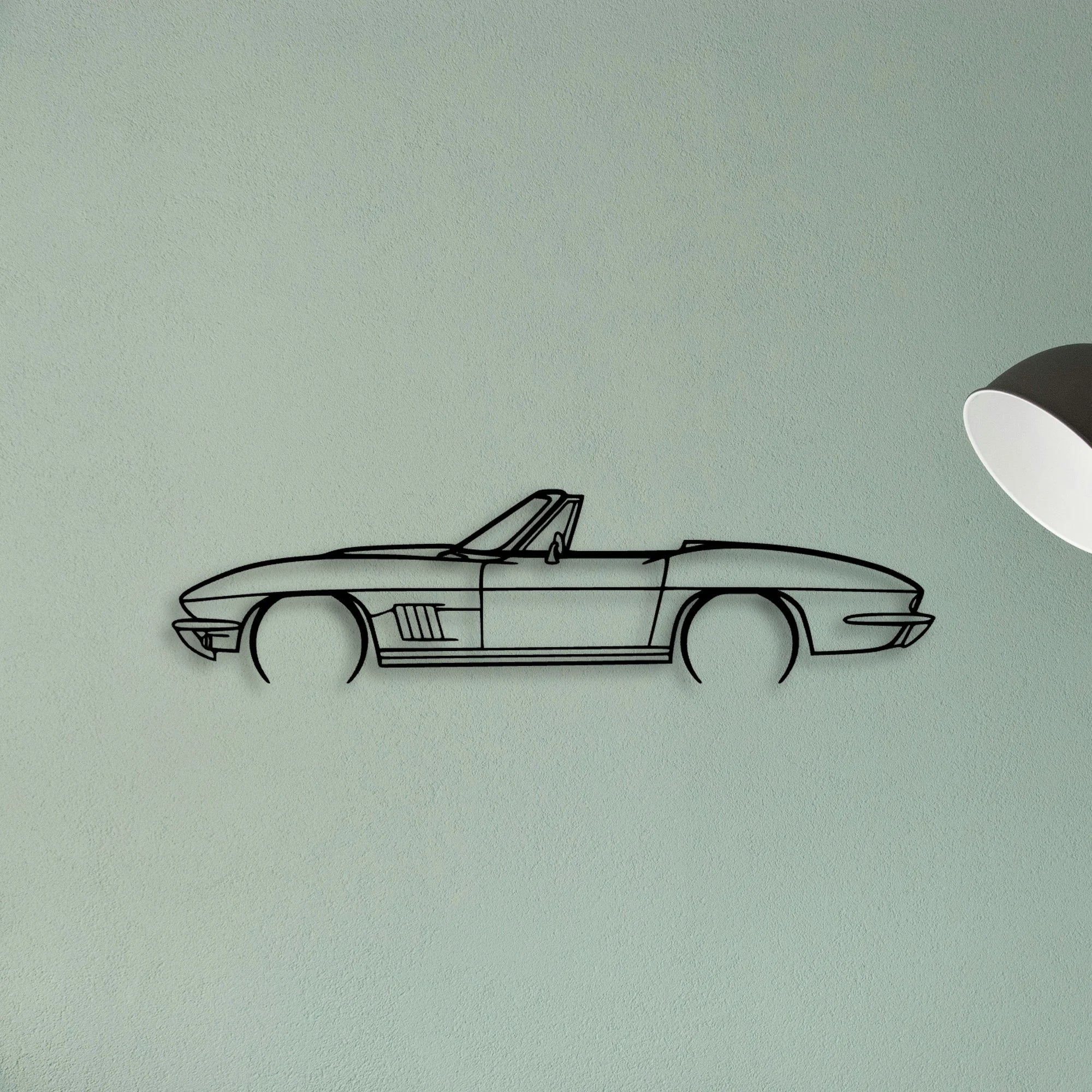 C2 Convertible 1967 Classic Silhouette Metal Wall Art - Tinvibe