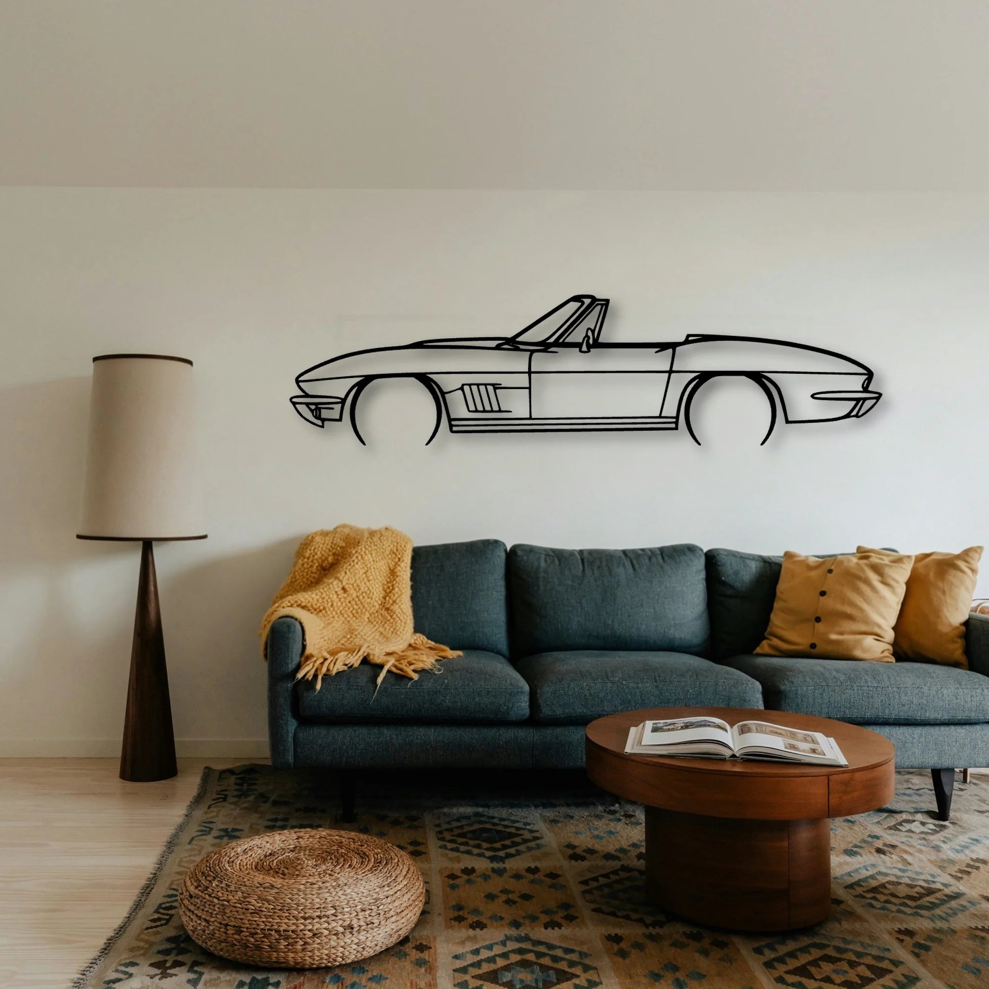 C2 Convertible 1967 Classic Silhouette Metal Wall Art - Tinvibe
