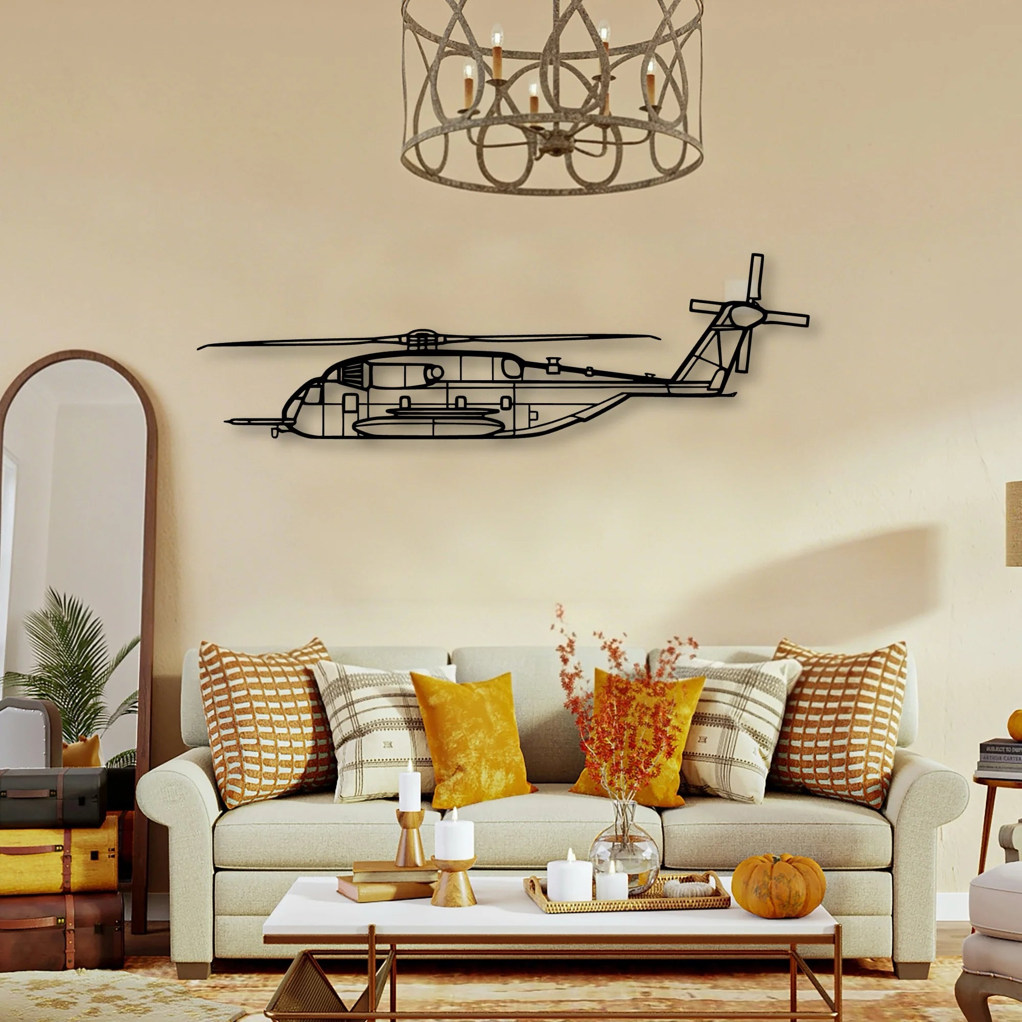 Ch 53E Super Stallion Classic Aircraft Silhouette Metal Wall Art - Tinvibe