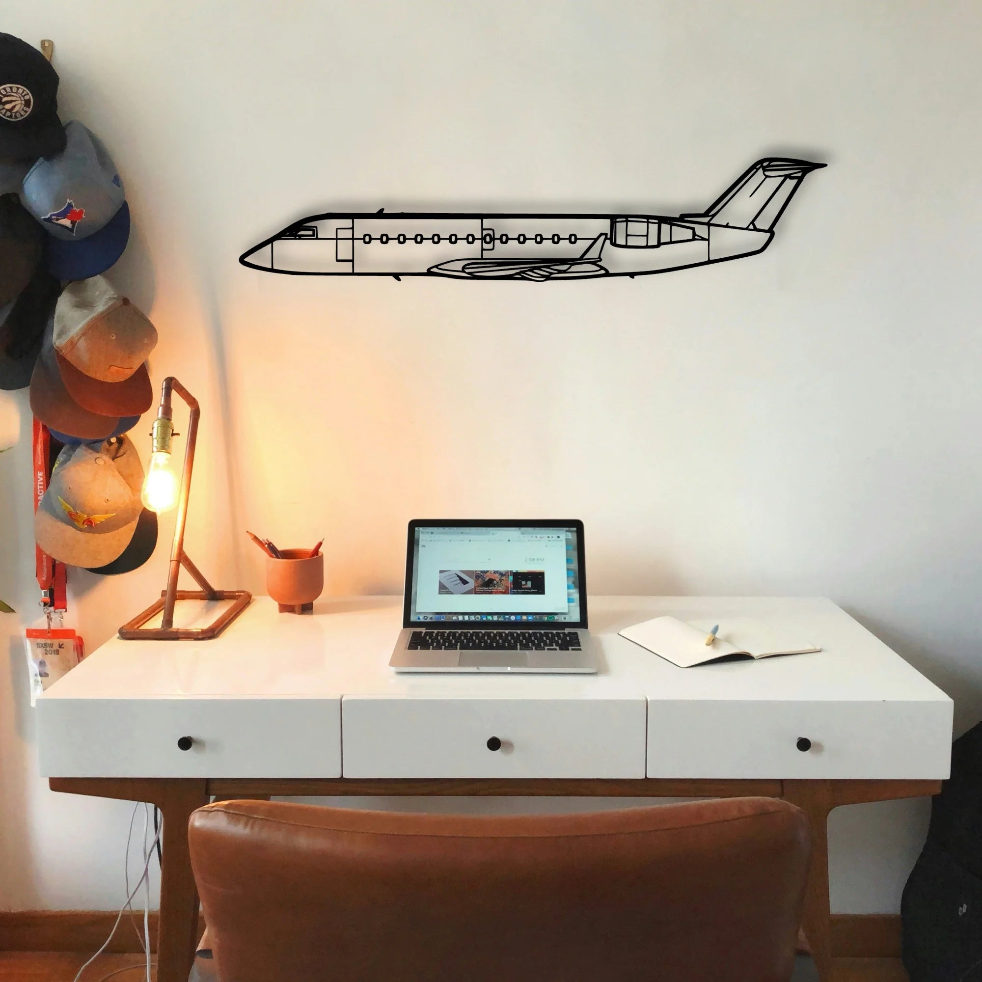 CRJ200 Classic Aircraft Silhouette Metal Wall Art - Tinvibe