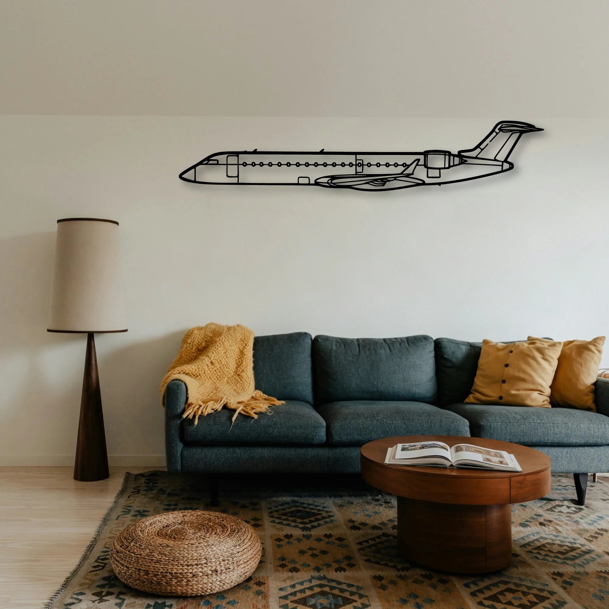 CRJ700 2 Classic Aircraft Silhouette Metal Wall Art - Tinvibe