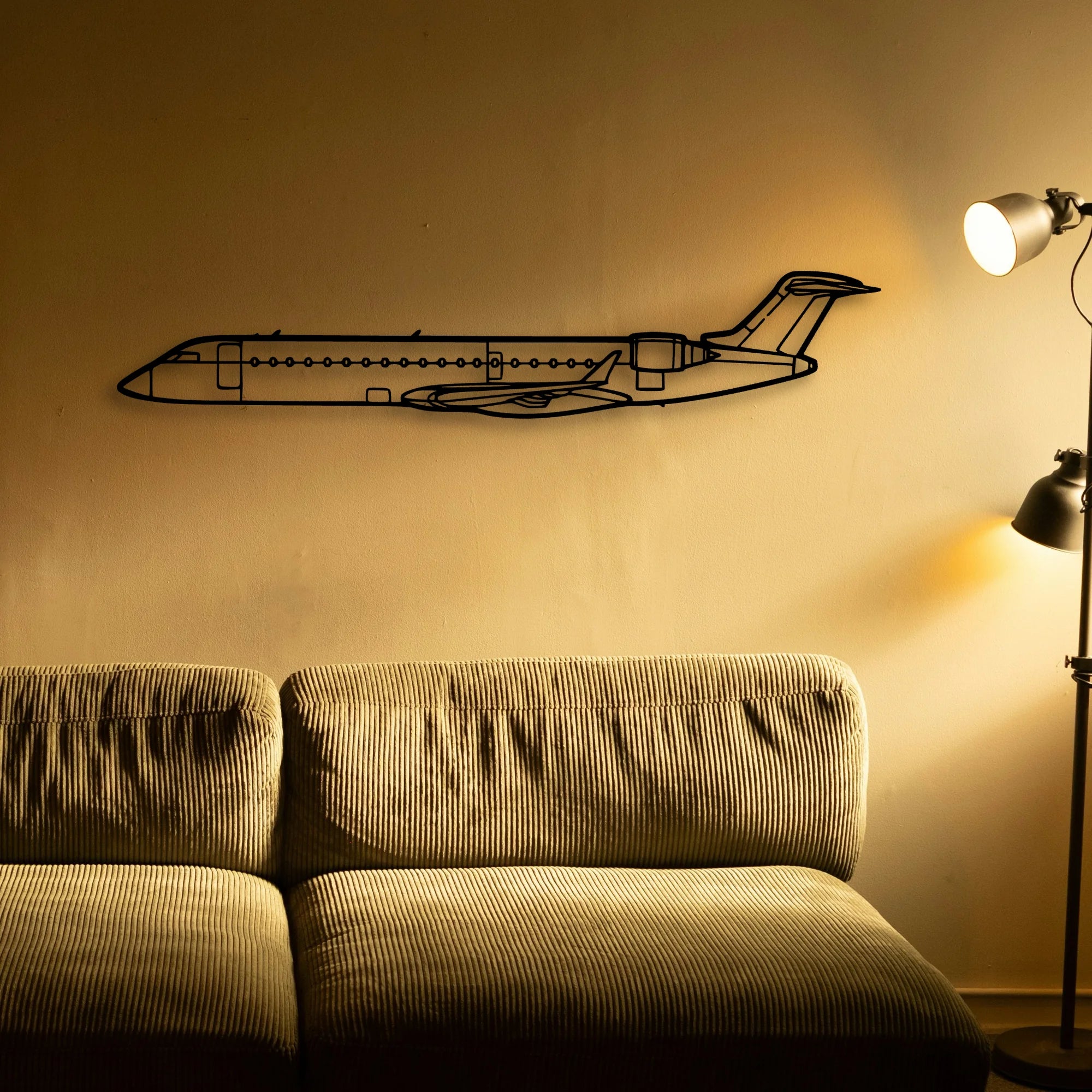 CRJ700 2 Classic Aircraft Silhouette Metal Wall Art - Tinvibe