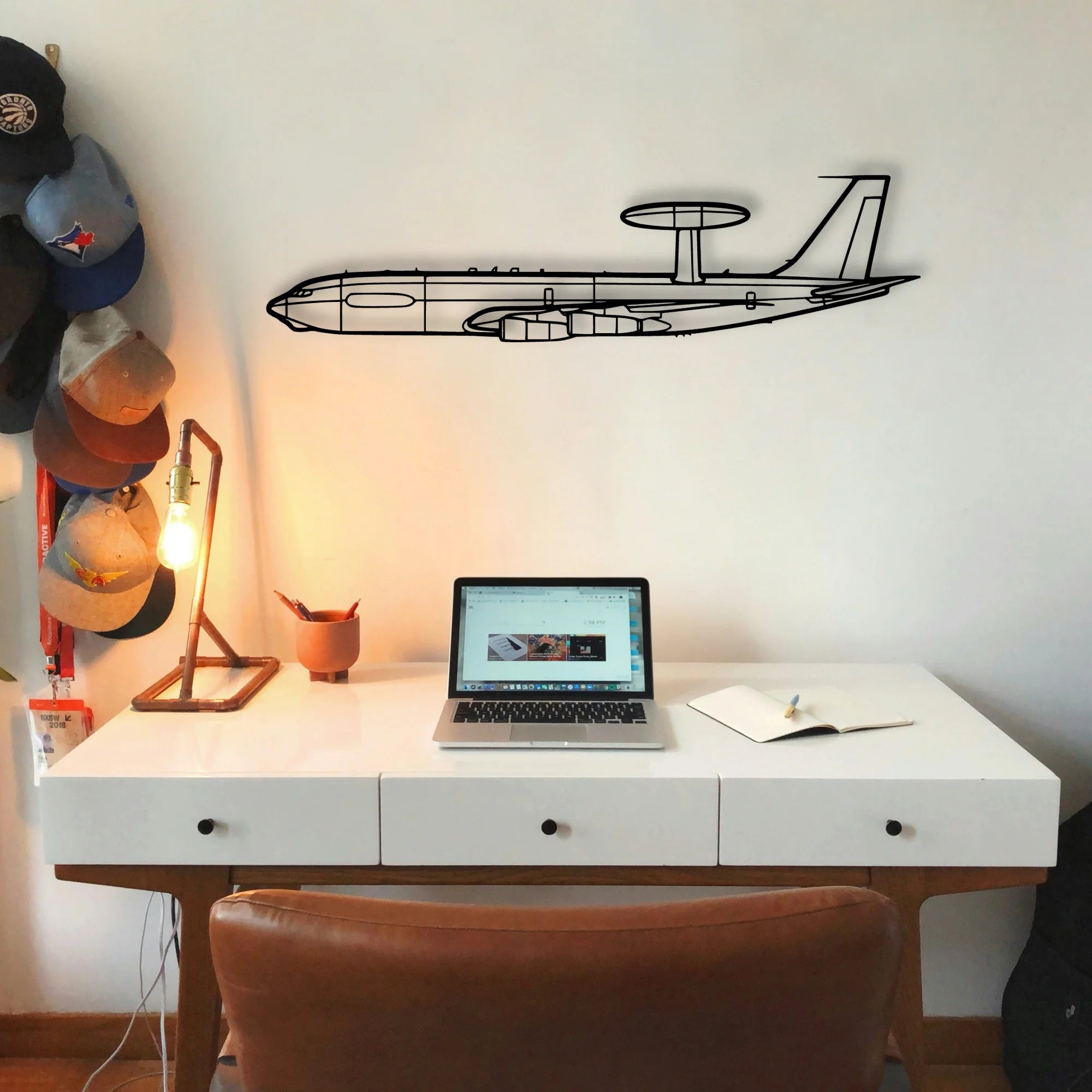 E 3C Sentry Classic Aircraft Silhouette Metal Wall Art - Tinvibe