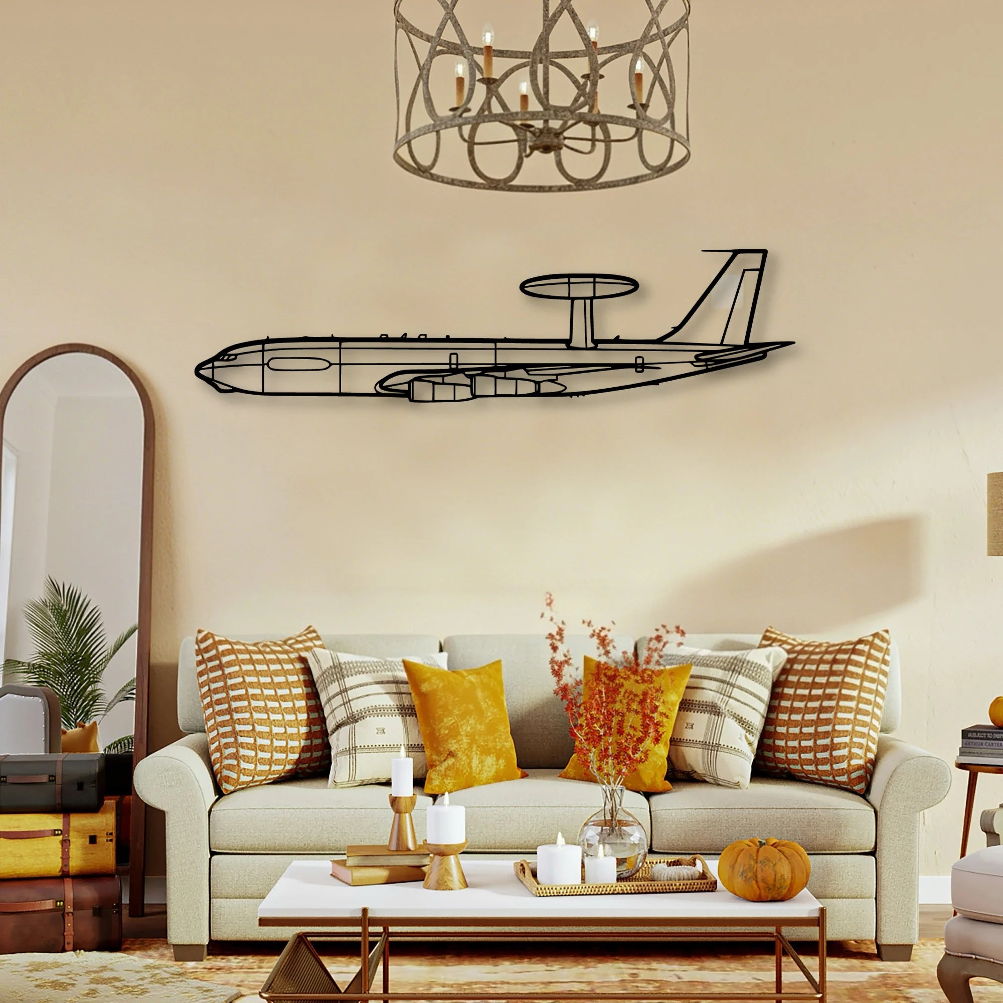 E 3C Sentry Classic Aircraft Silhouette Metal Wall Art - Tinvibe