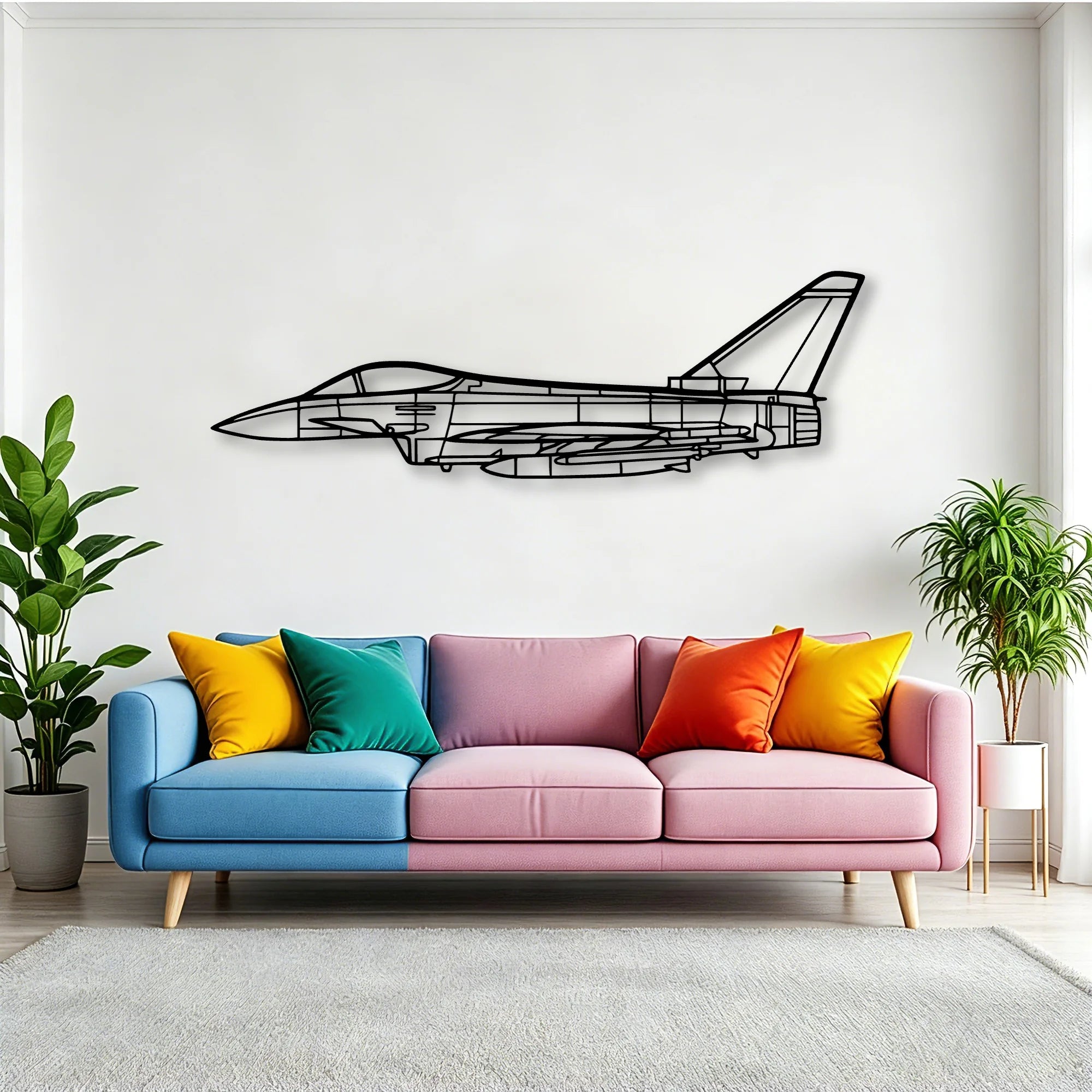 Eurofighter Typhoon Classic Aircraft Silhouette Metal Wall Art - Tinvibe