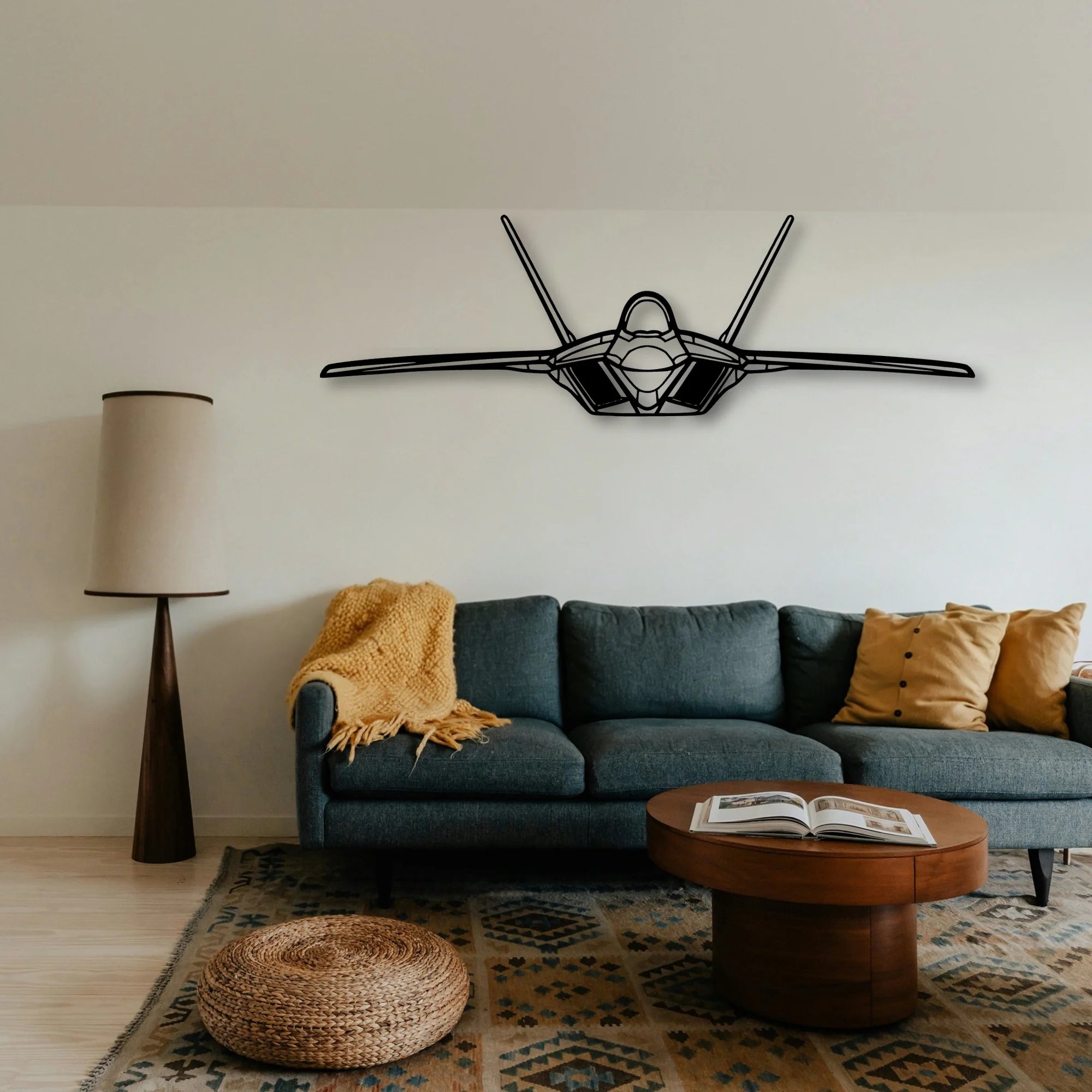 F 22 Raptor 2 Classic Aircraft Silhouette Metal Wall Art - Tinvibe