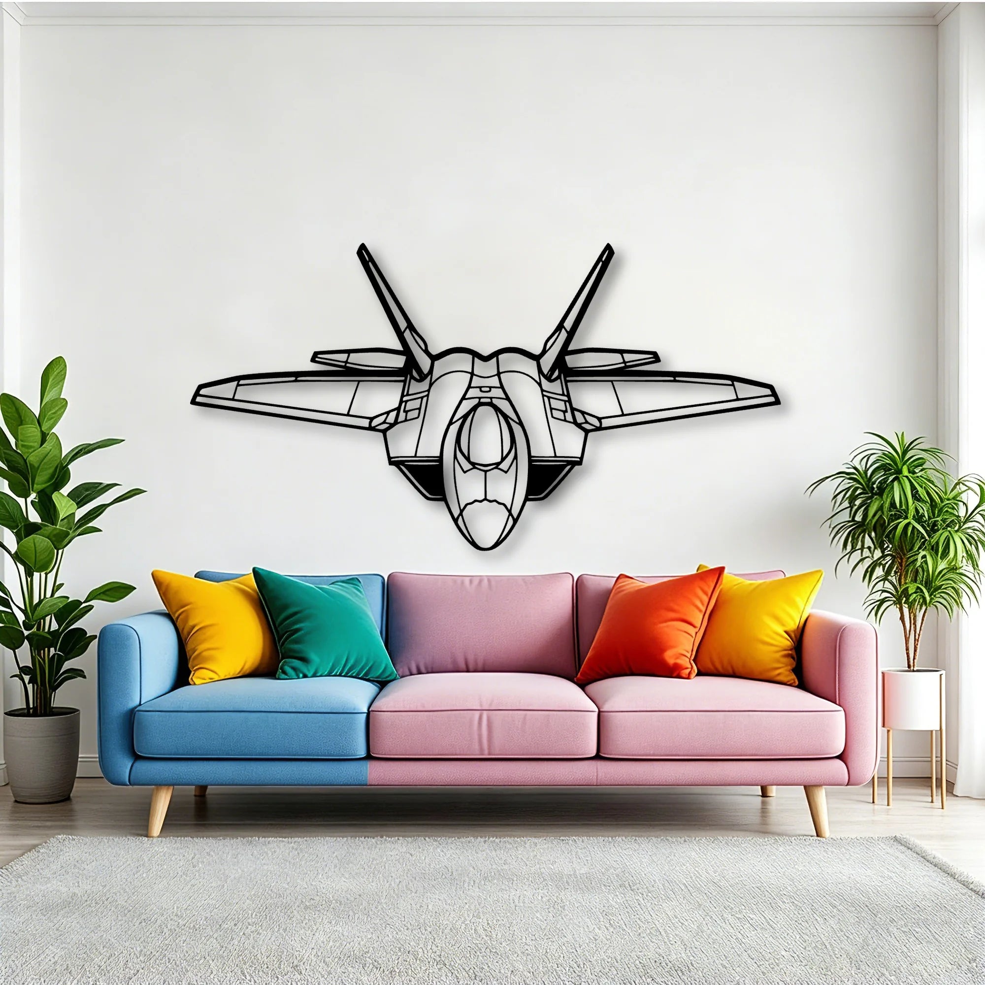 F 22 Raptor Classic Aircraft Silhouette Metal Wall Art - Tinvibe