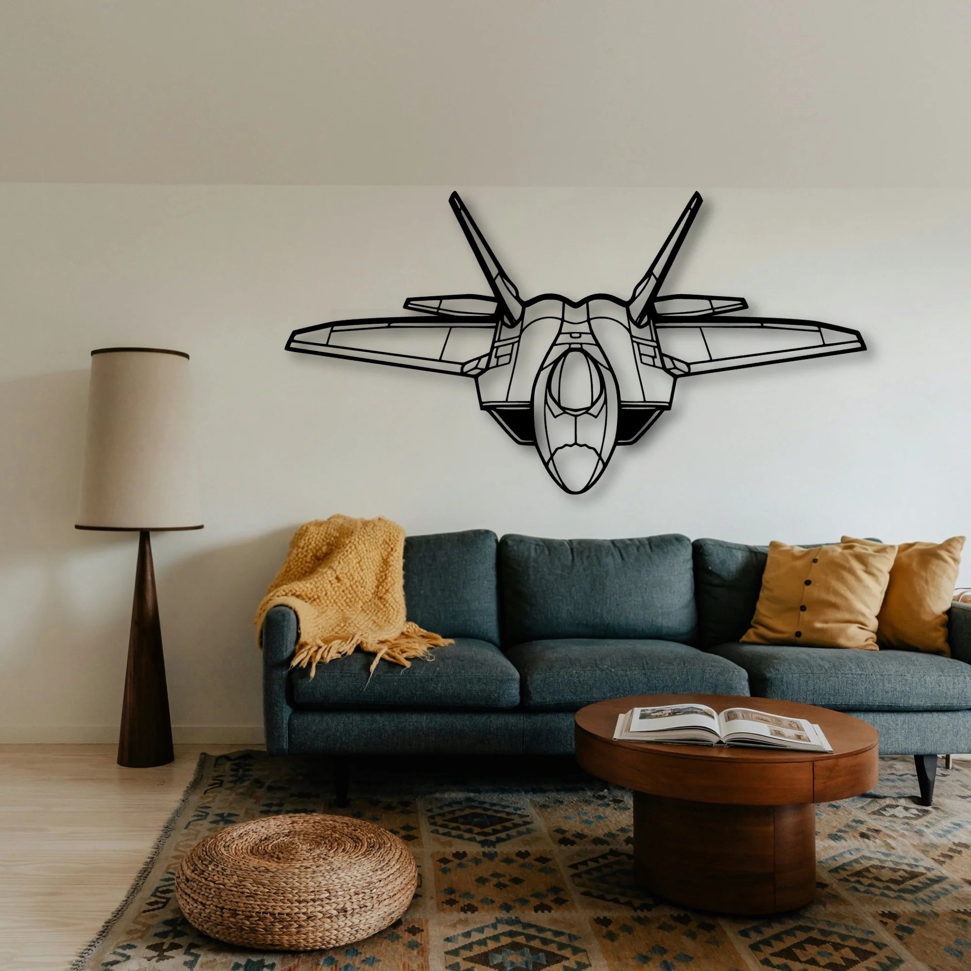 F 22 Raptor Classic Aircraft Silhouette Metal Wall Art - Tinvibe