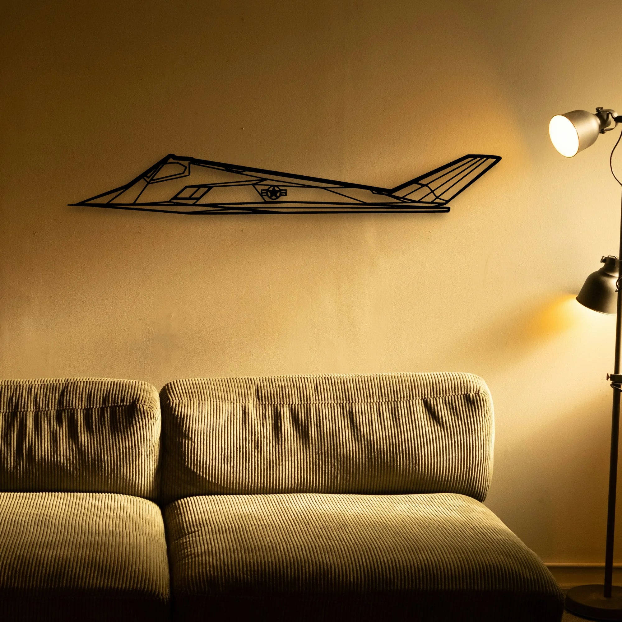 F117 Nighthawk Classic Aircraft Silhouette Metal Wall Art - Tinvibe
