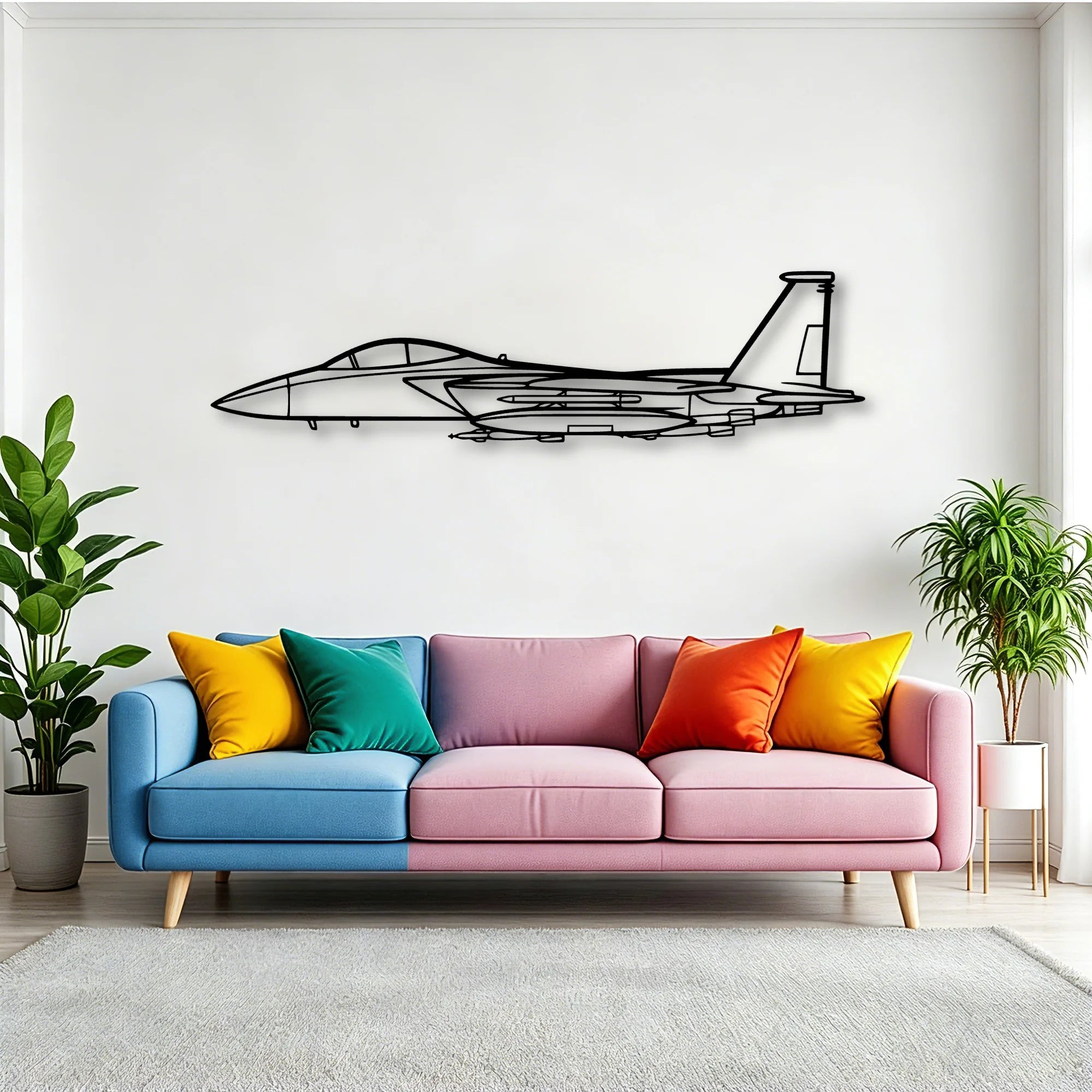 F15 Strike Eagle Classic Aircraft Silhouette Metal Wall Art - Tinvibe