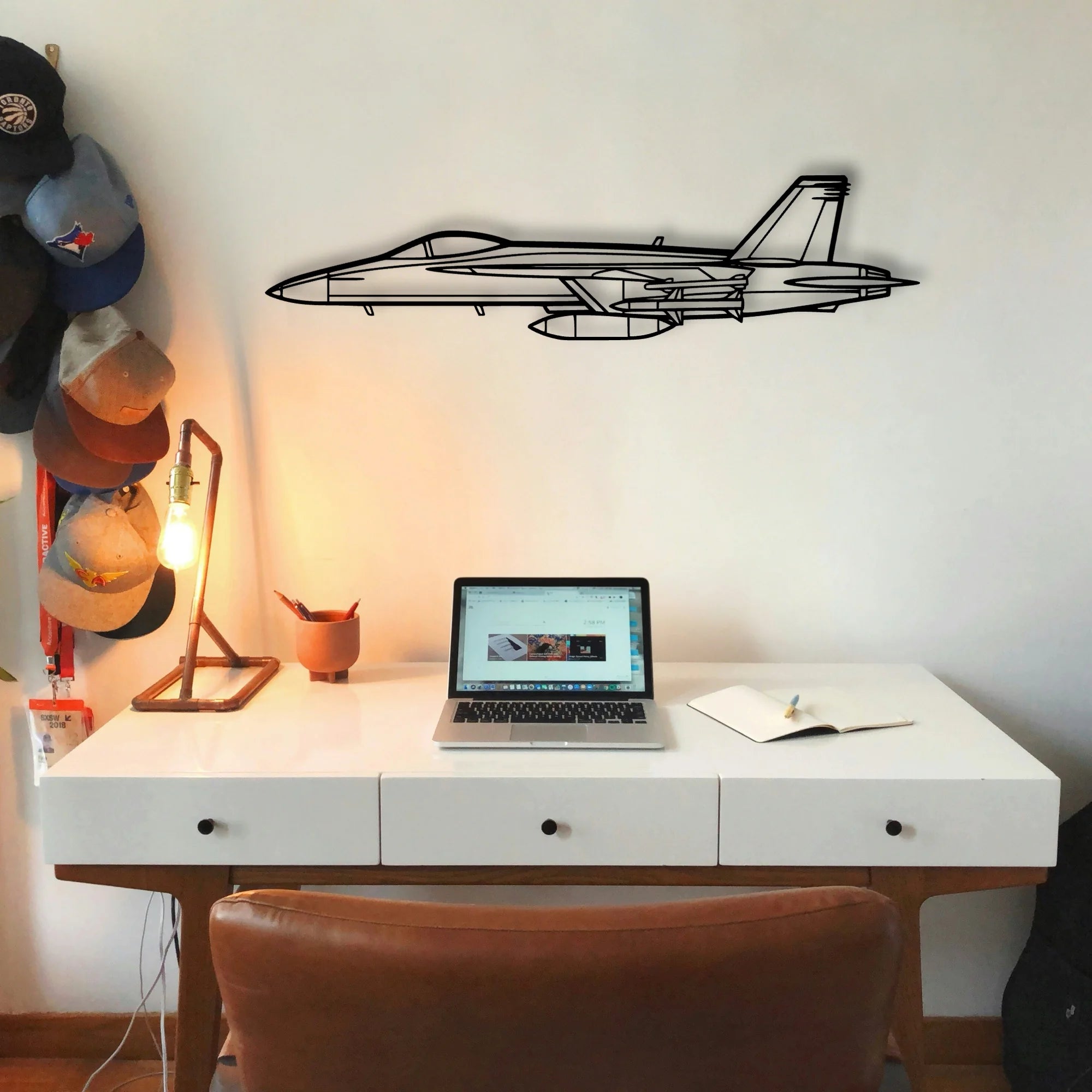 F18 Hornet Classic Aircraft Silhouette Metal Wall Art - Tinvibe