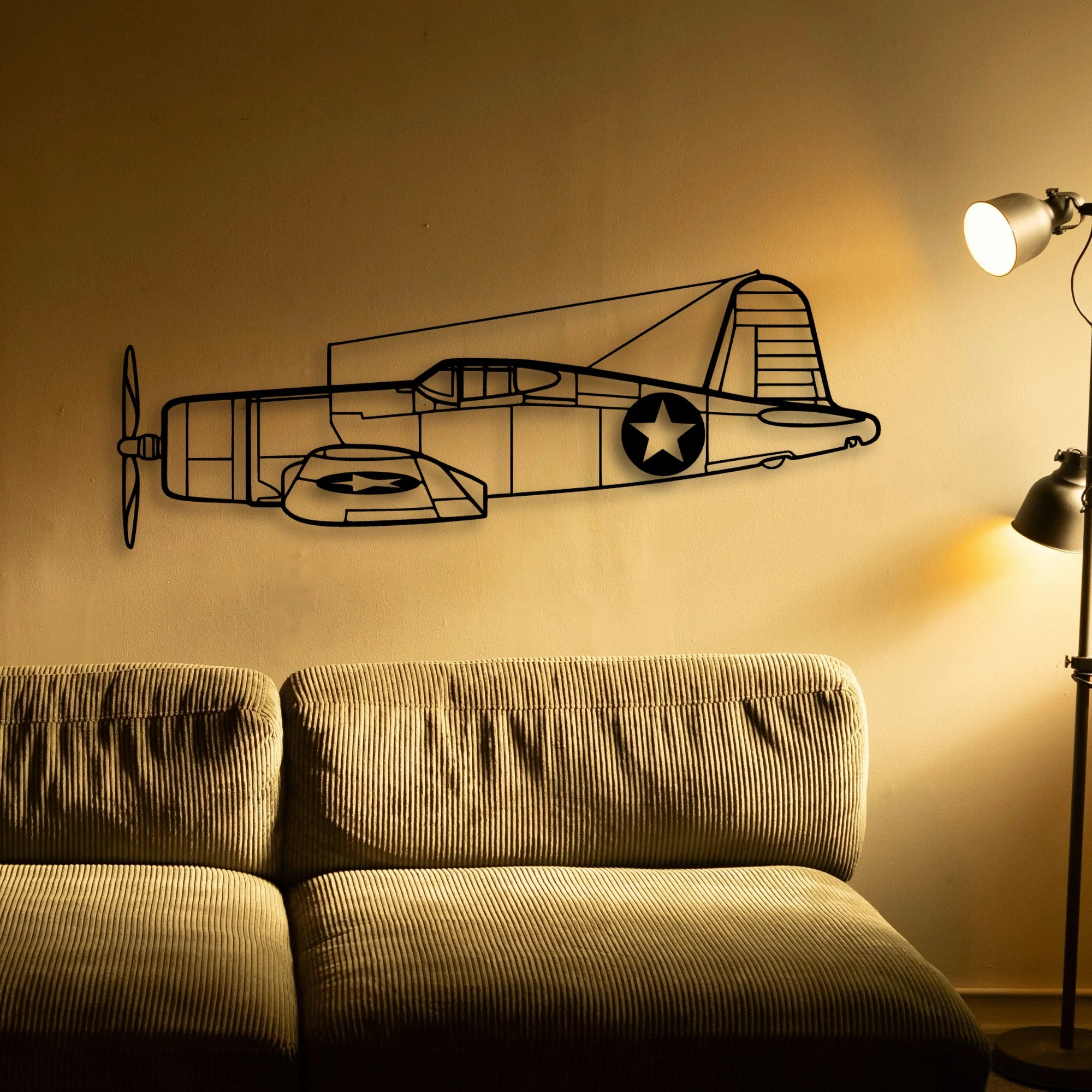 F4U Corsair Classic Aircraft Silhouette Metal Wall Art - Tinvibe