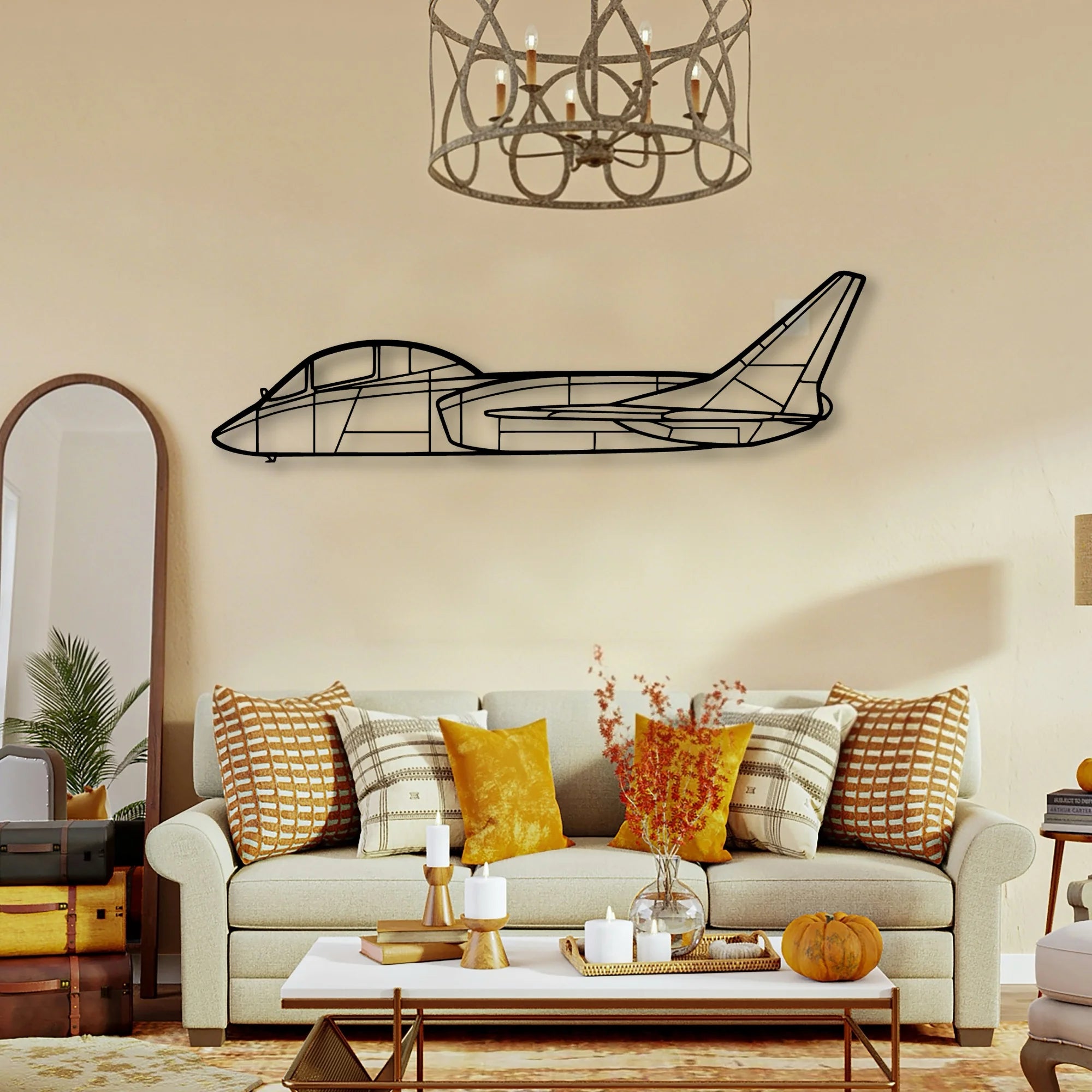 F7U 3 Cutlass Classic Aircraft Silhouette Metal Wall Art - Tinvibe