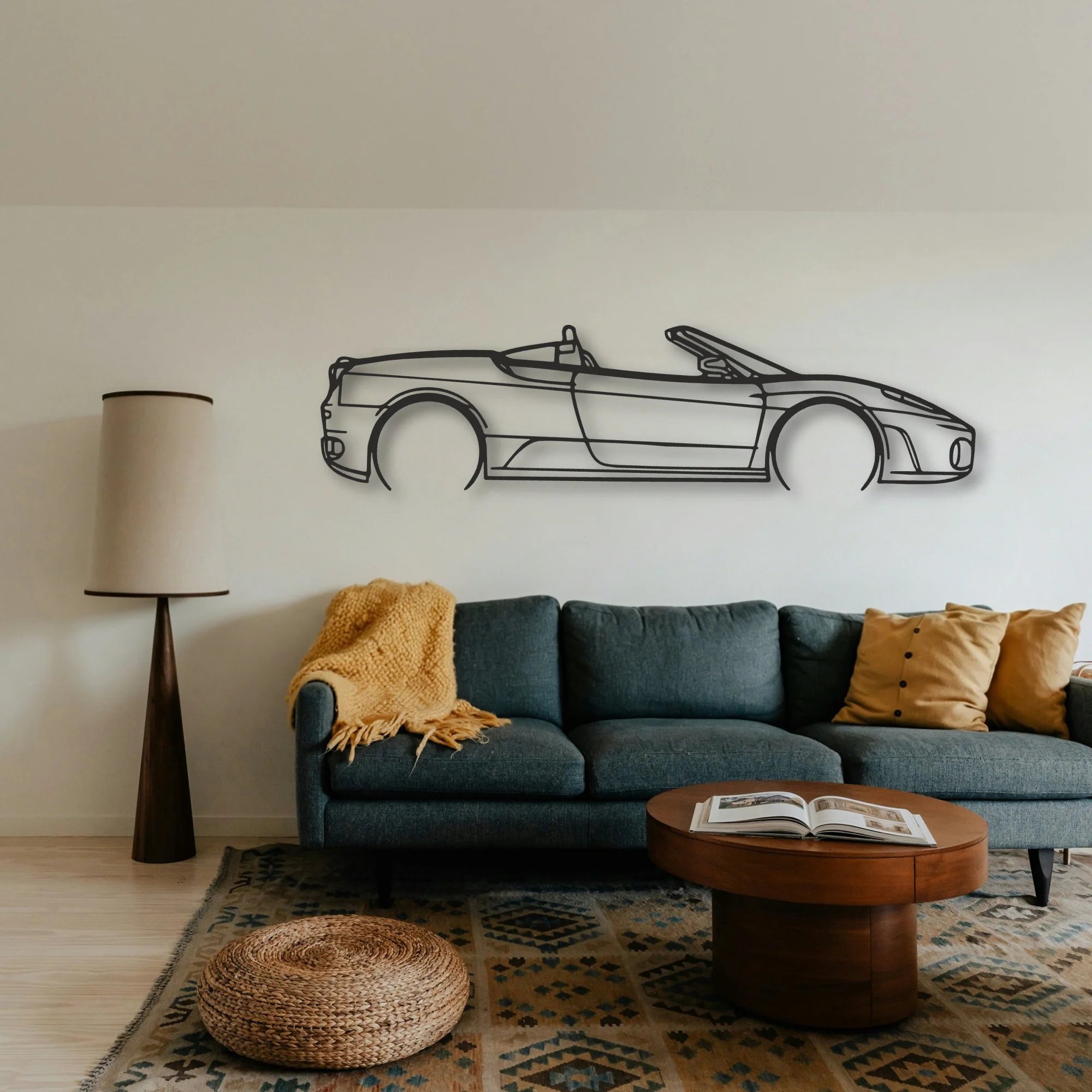 Ferrari F430 Spider Classic Silhouette Metal Wall Art - Tinvibe